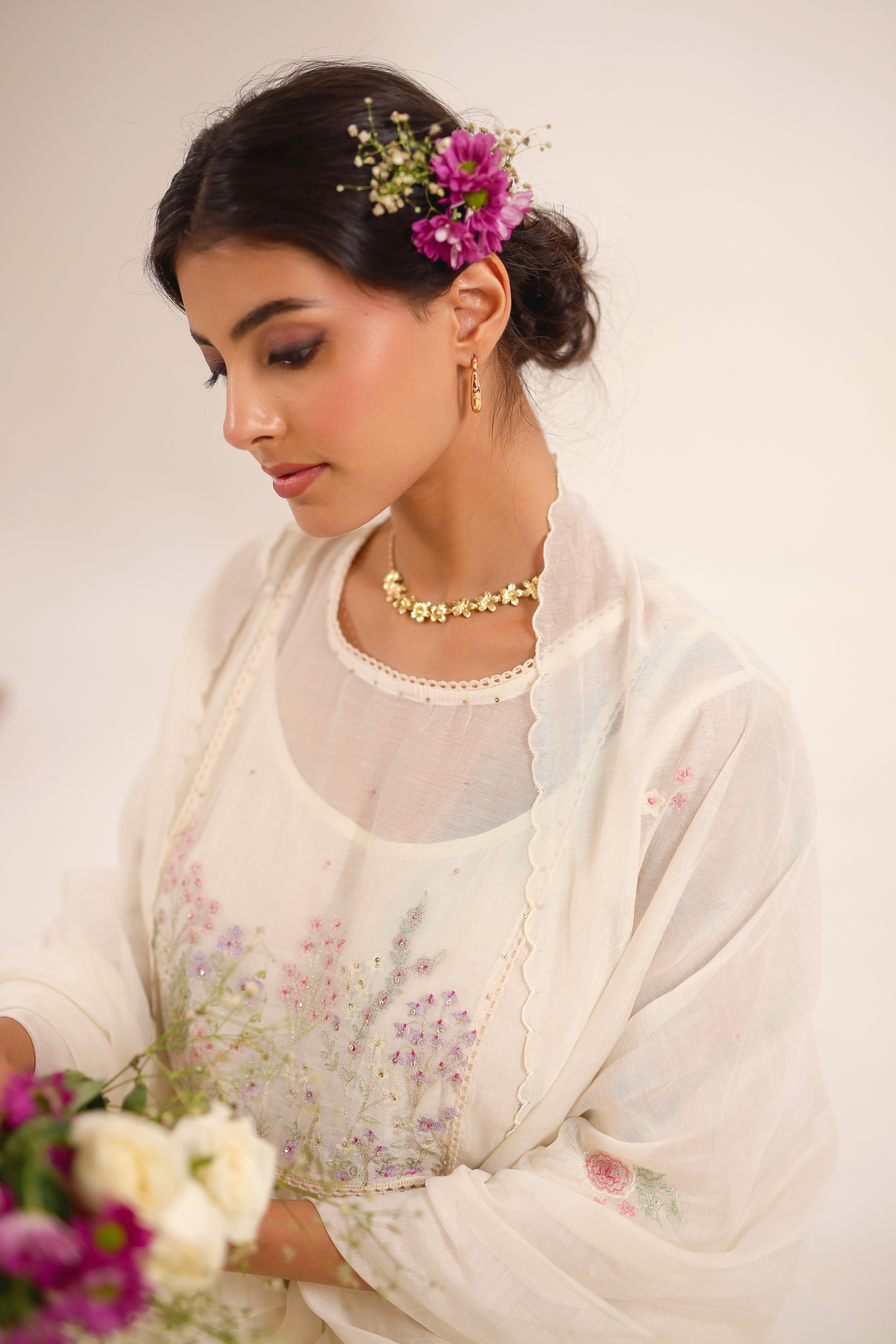 IVORY WHITE FLAMINGO SUIT SET