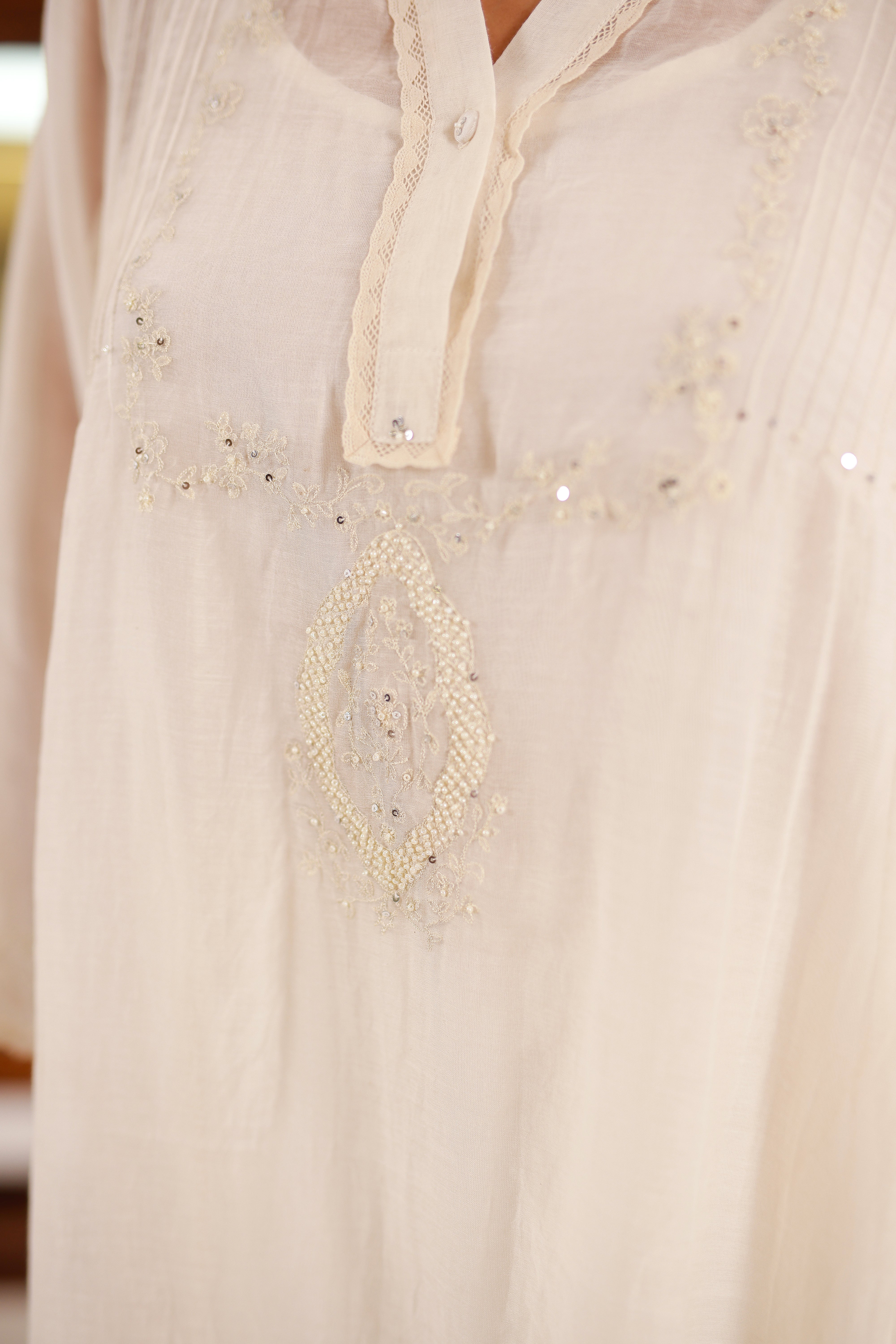 IVORY BEADED TOP AND PANT