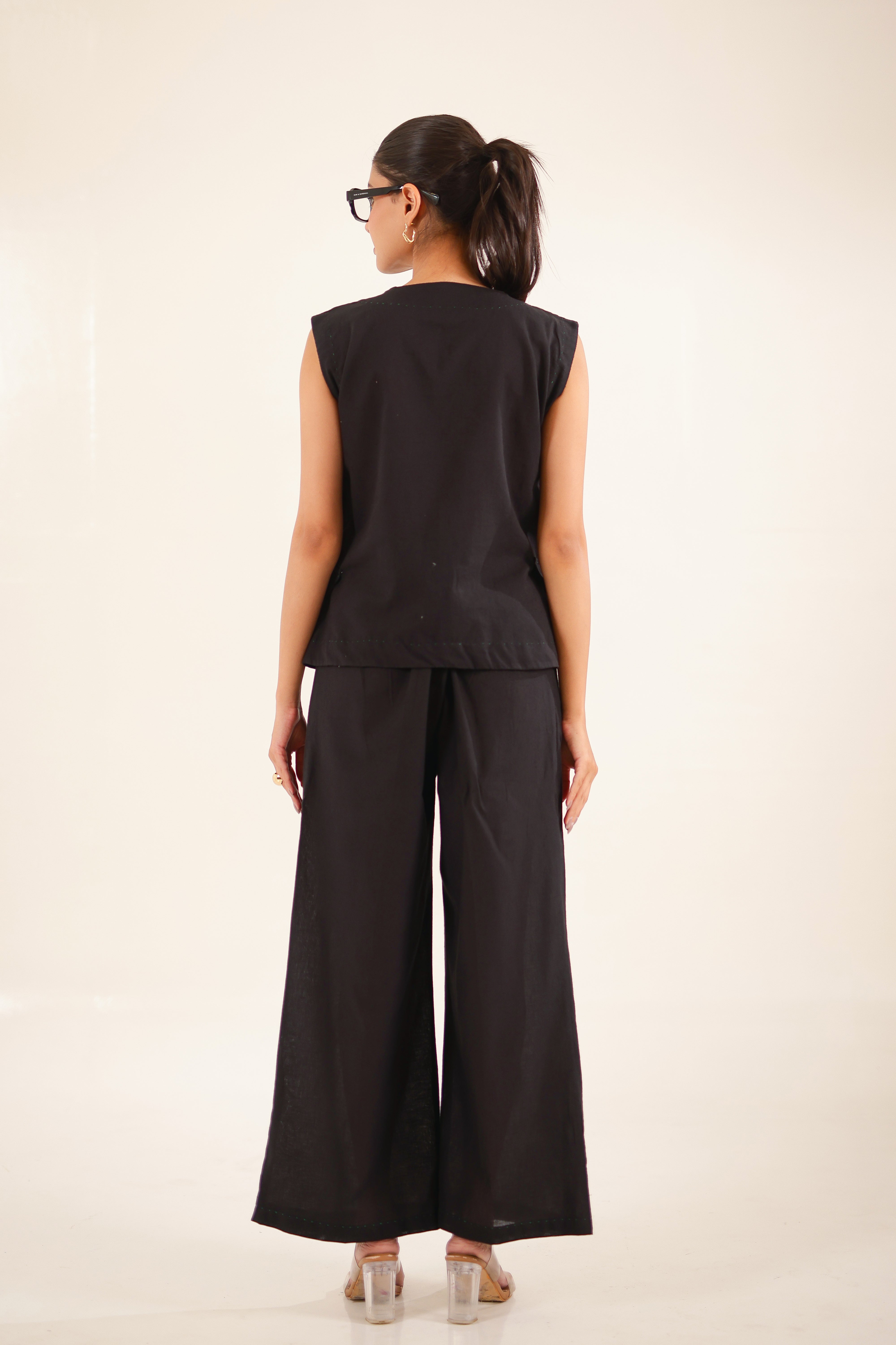 Black Vest Top And palazzo
