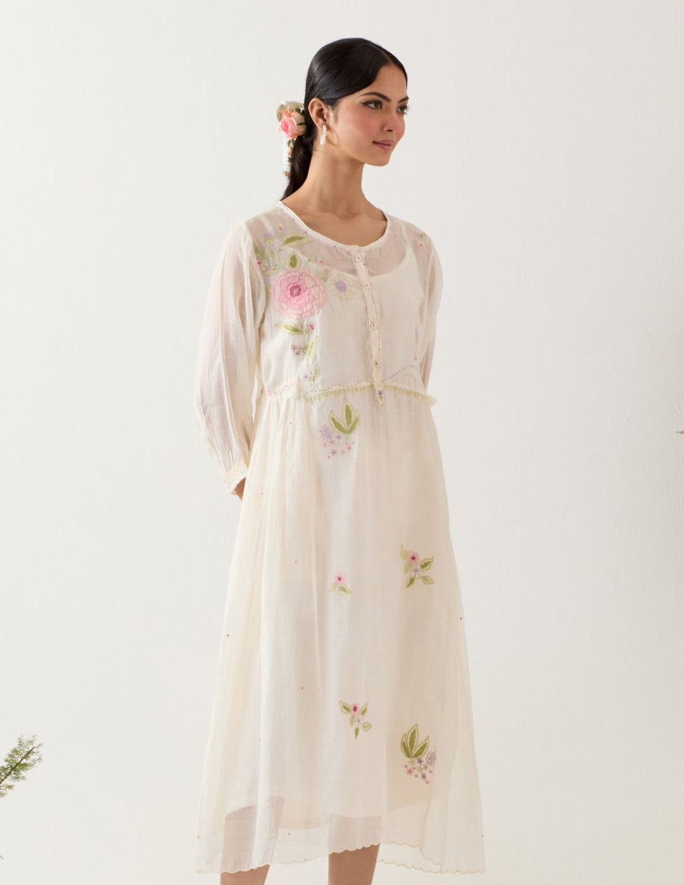 White floral Applique dress