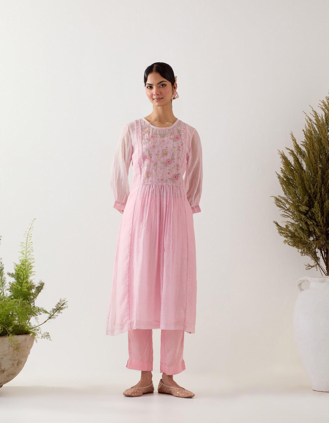 Blush Pink Ariel kurta set with dupatta