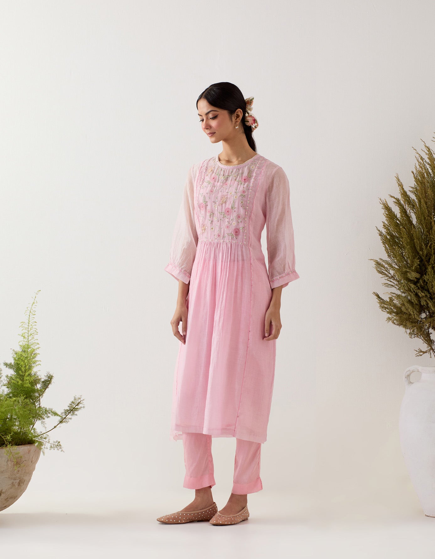 Blush Pink Ariel kurta set with dupatta
