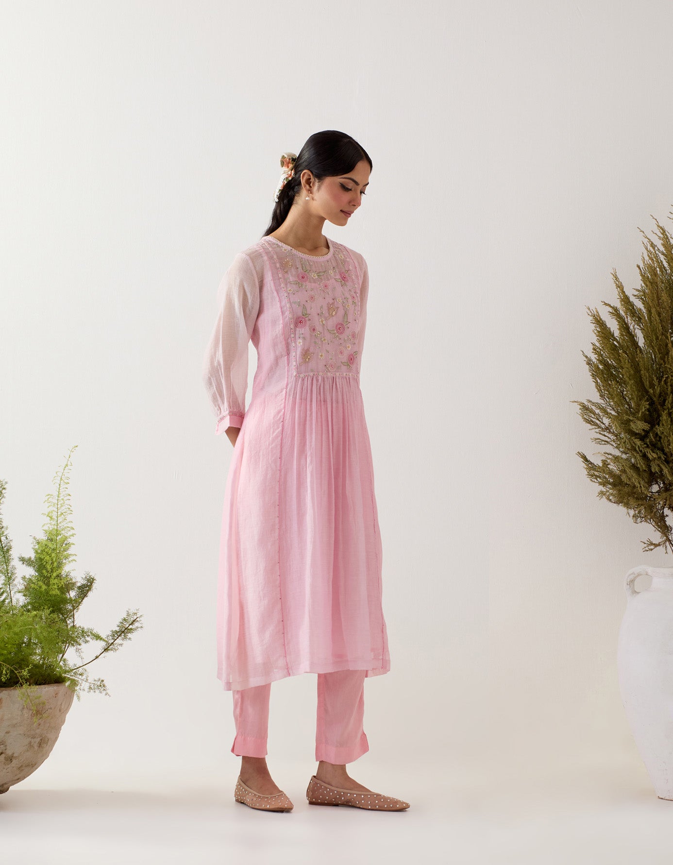Blush Pink Ariel kurta set with dupatta