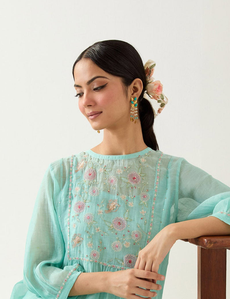 TEAL MARINE LIFE KURTA SET
