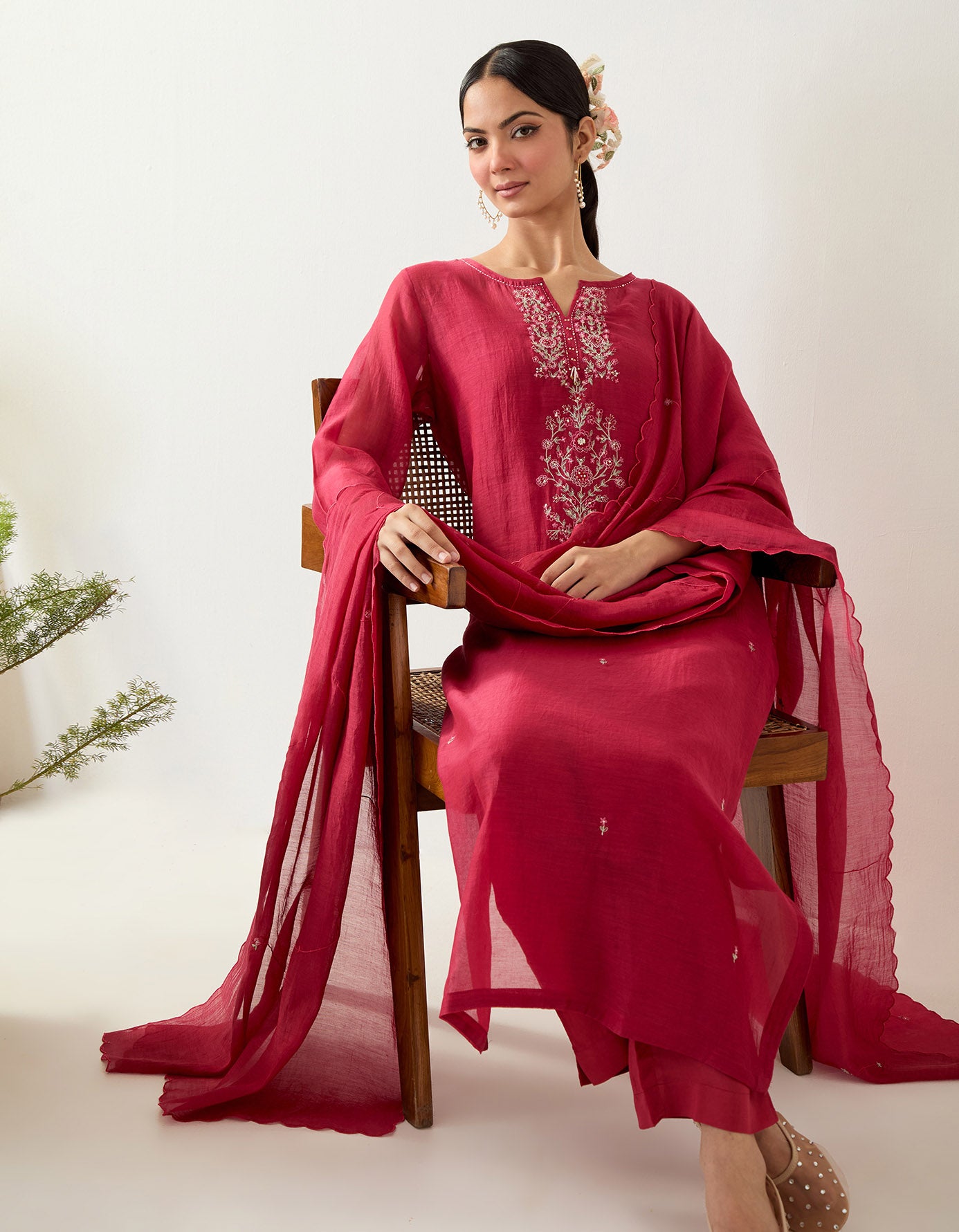 Red scroll Dupatta