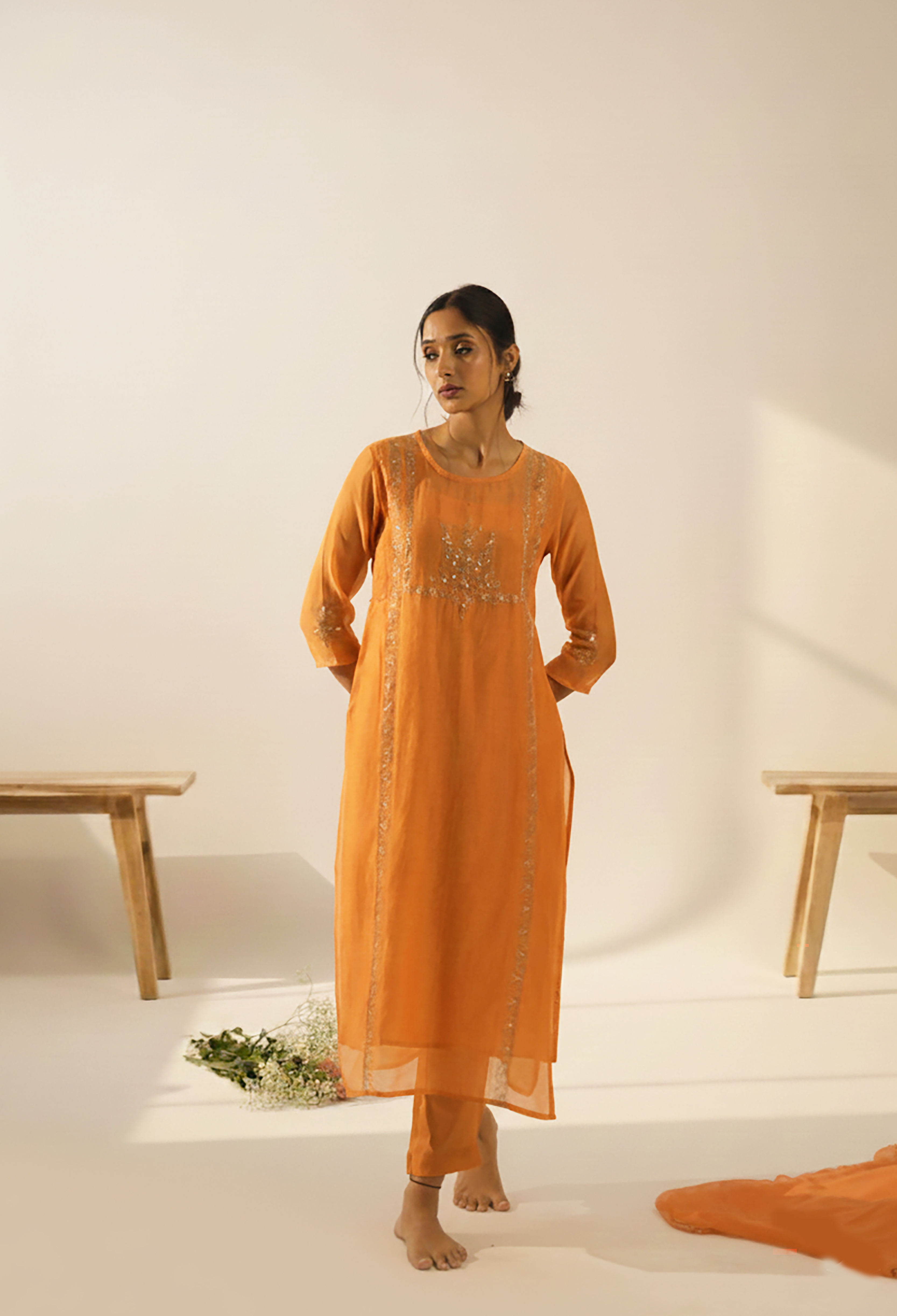 Rust orange Midnight suit set with duppata