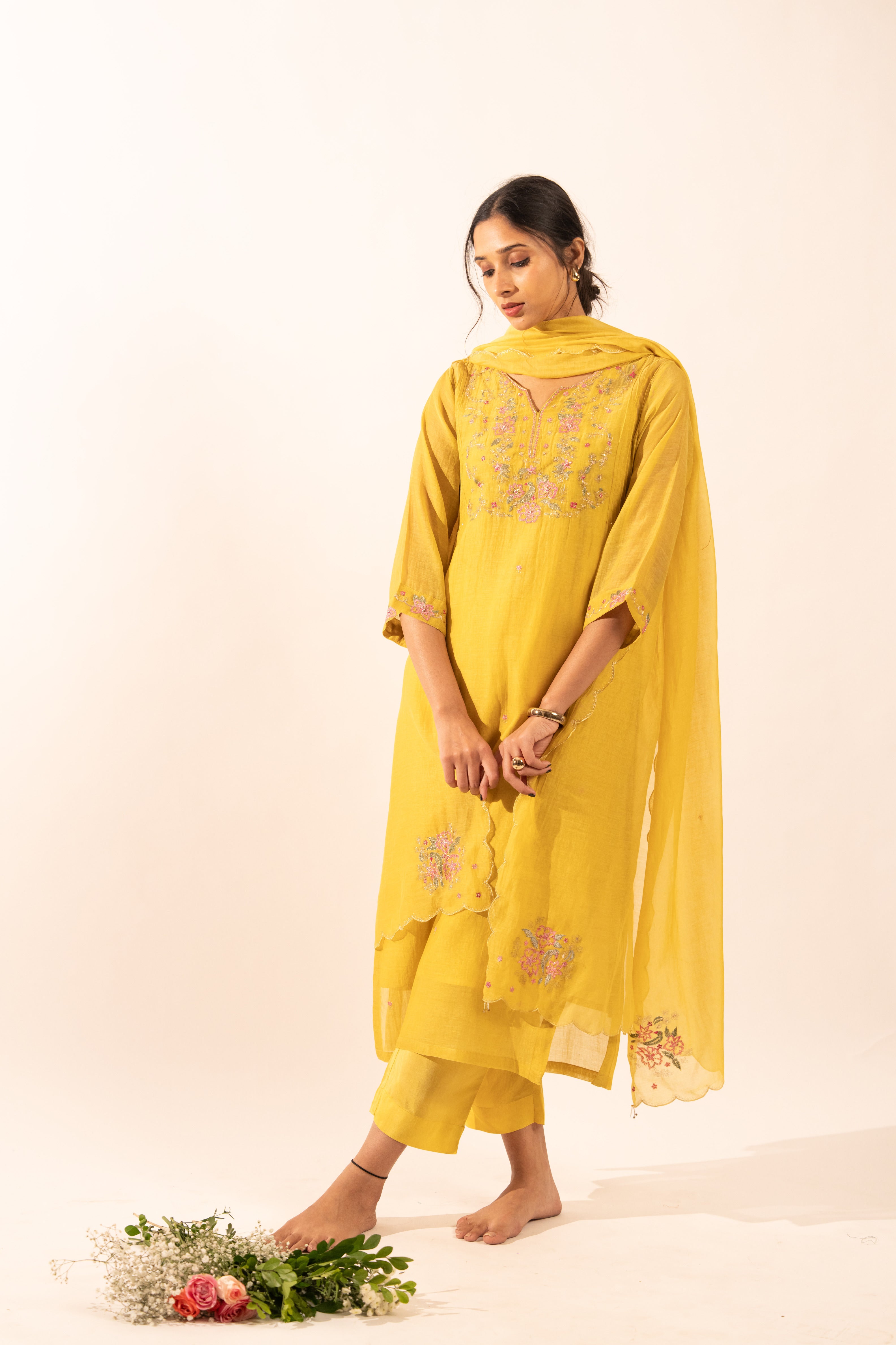Mustard Day dream suit set with duppata