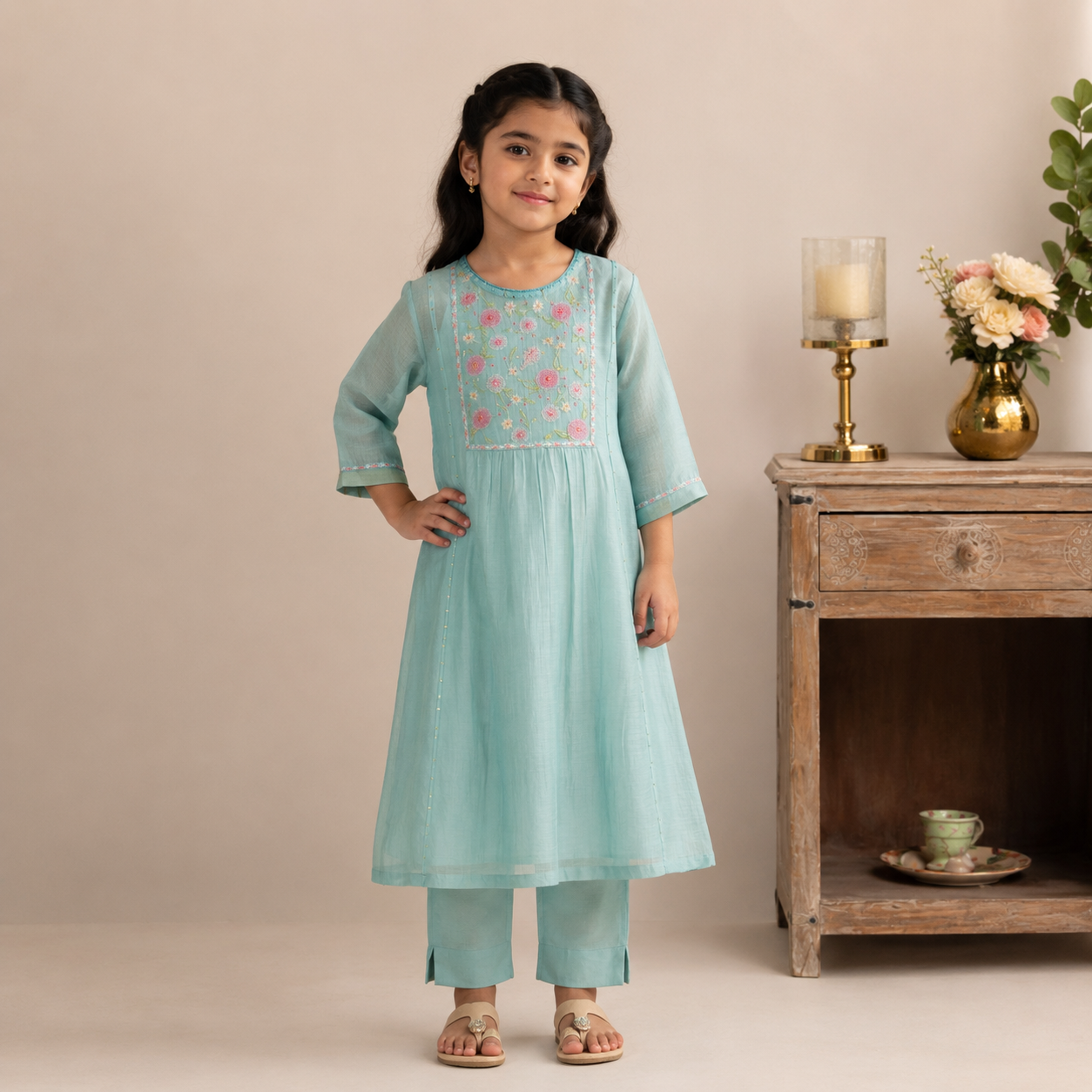 KIDS teal ARIEL LIFE KURTA
