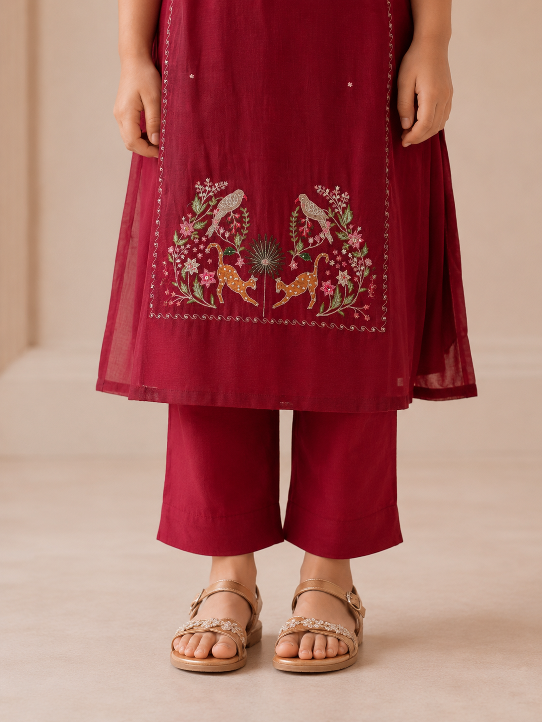 KIDS MAROON RED JUNGLE SUIT SET