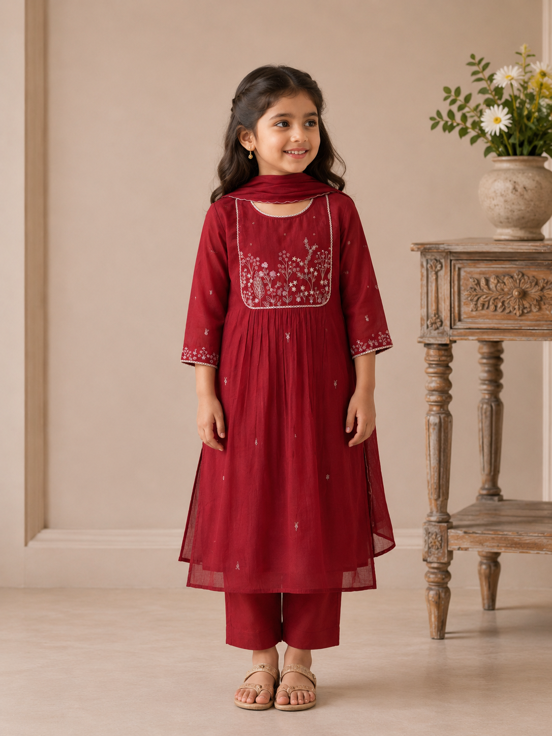 MAROON RED FLAMINGO SUIT SET