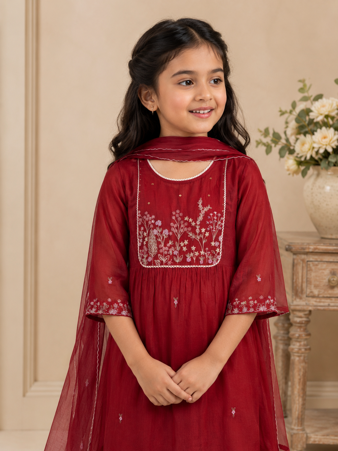 MAROON RED FLAMINGO SUIT SET
