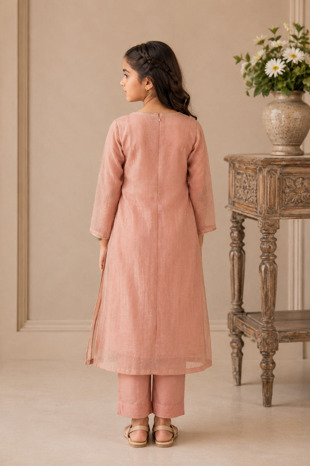 TWIN BOUQUET PEACH SUIT SET