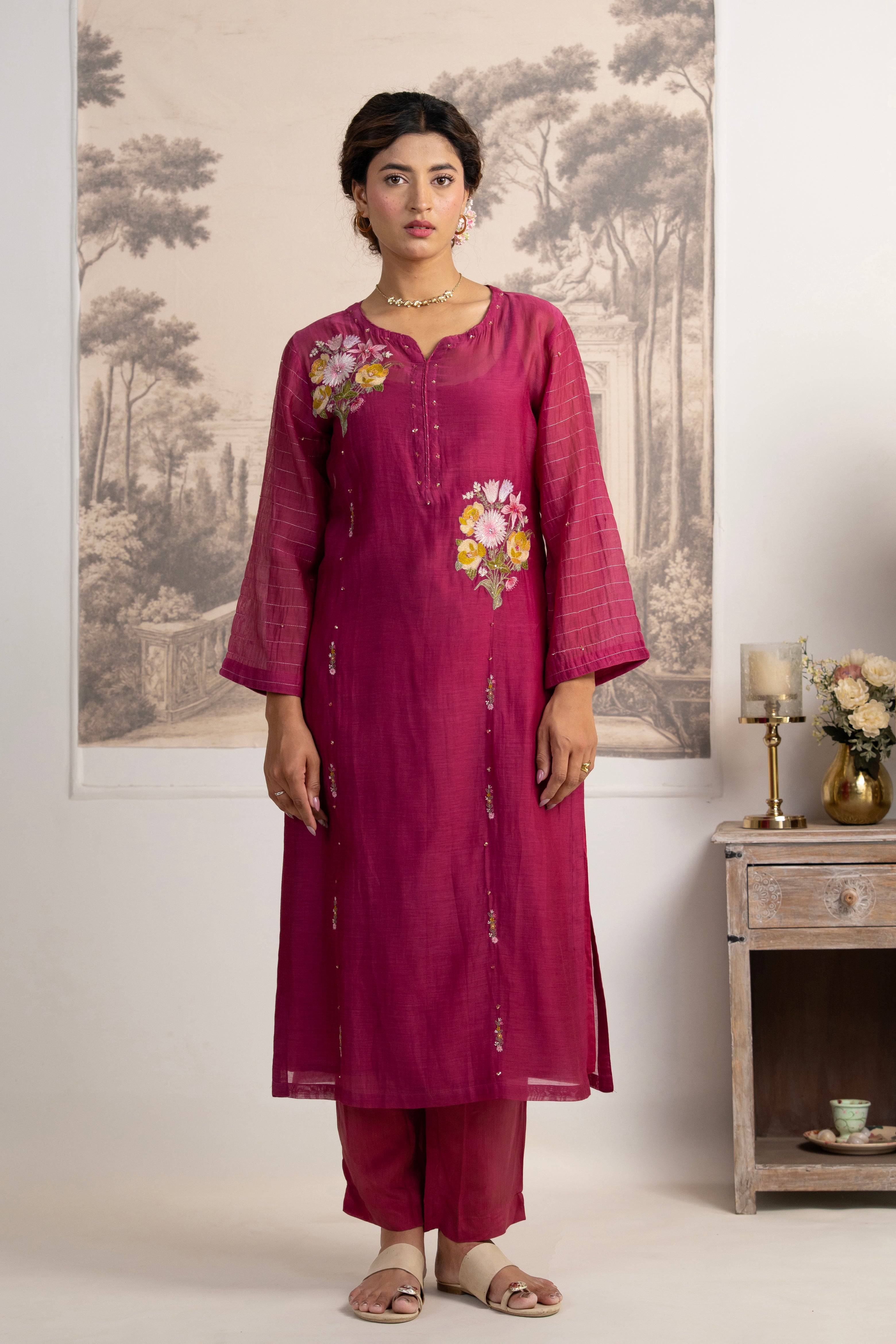 Rani pink twin bouquet suit set