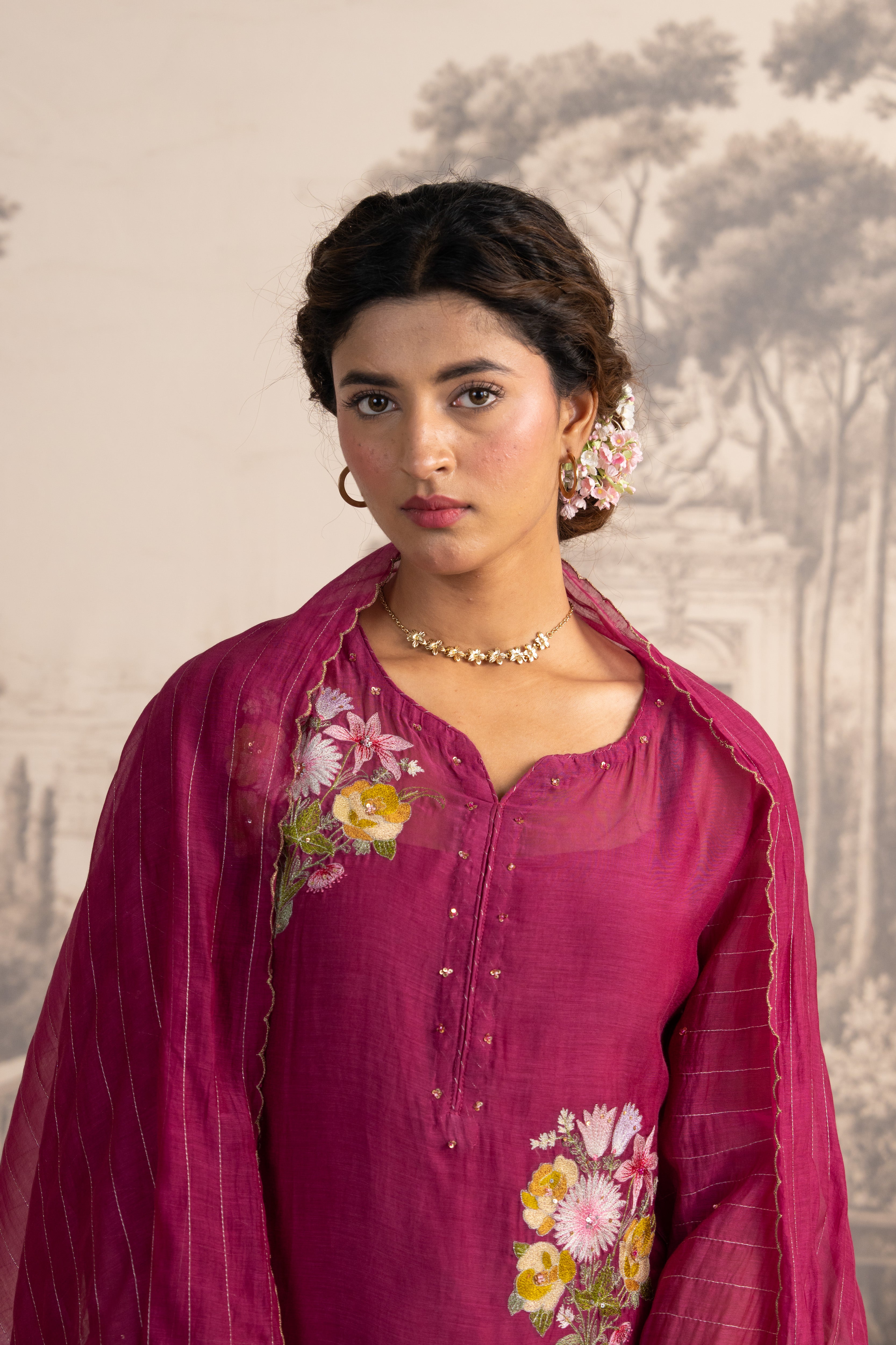 Rani pink twin bouquet suit set