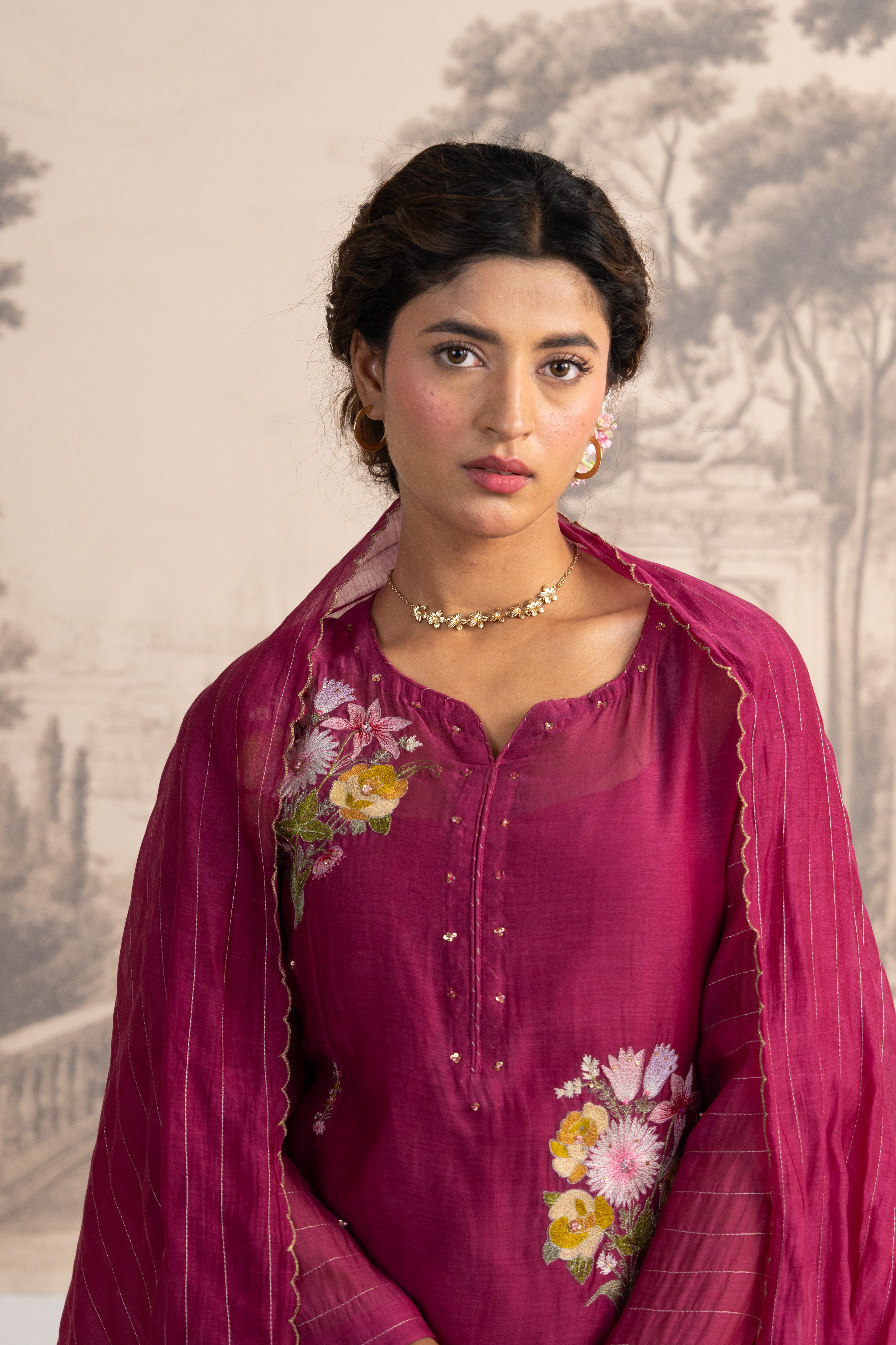 Rani pink twin bouquet suit set
