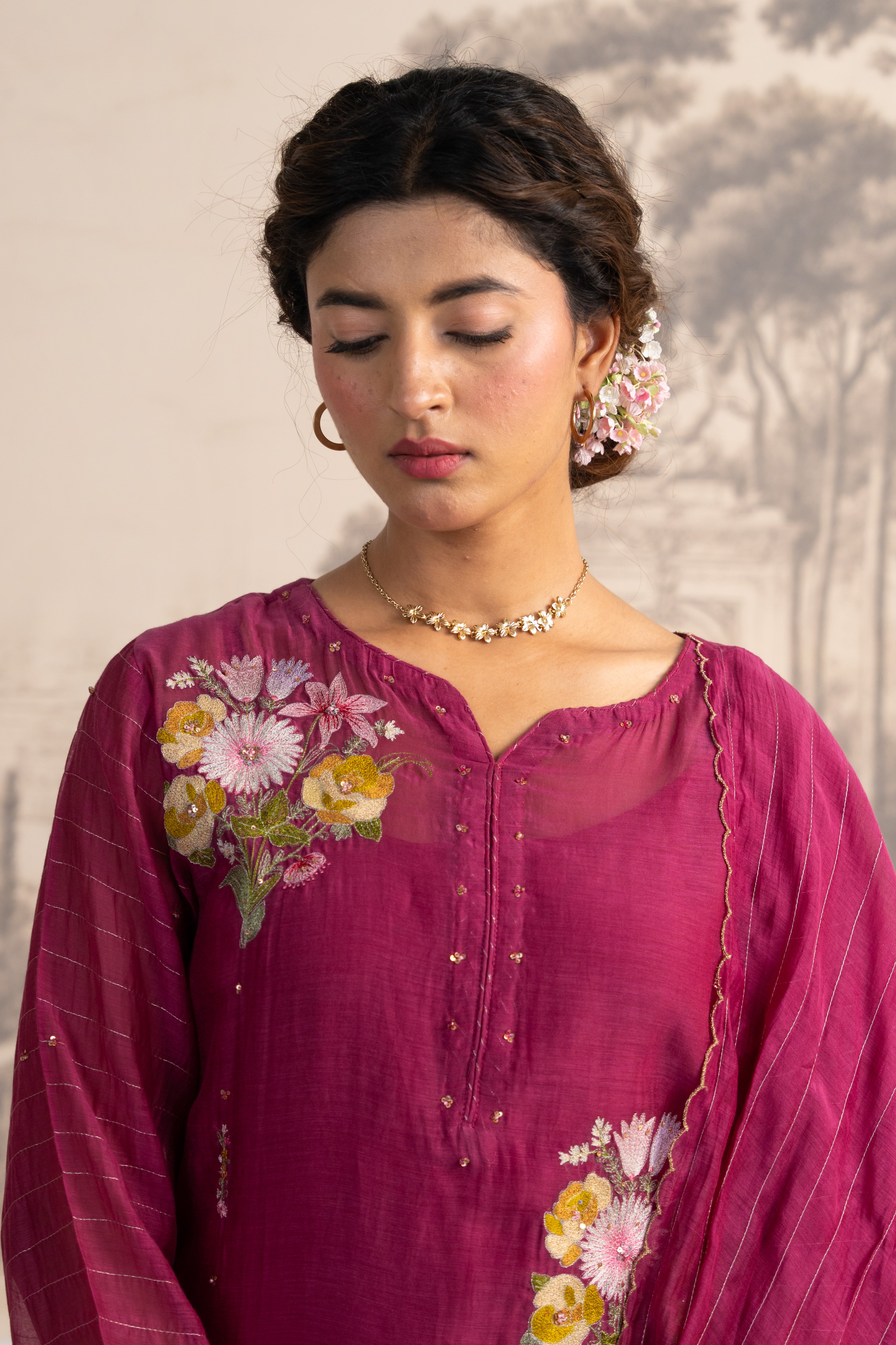 Rani pink twin bouquet suit set