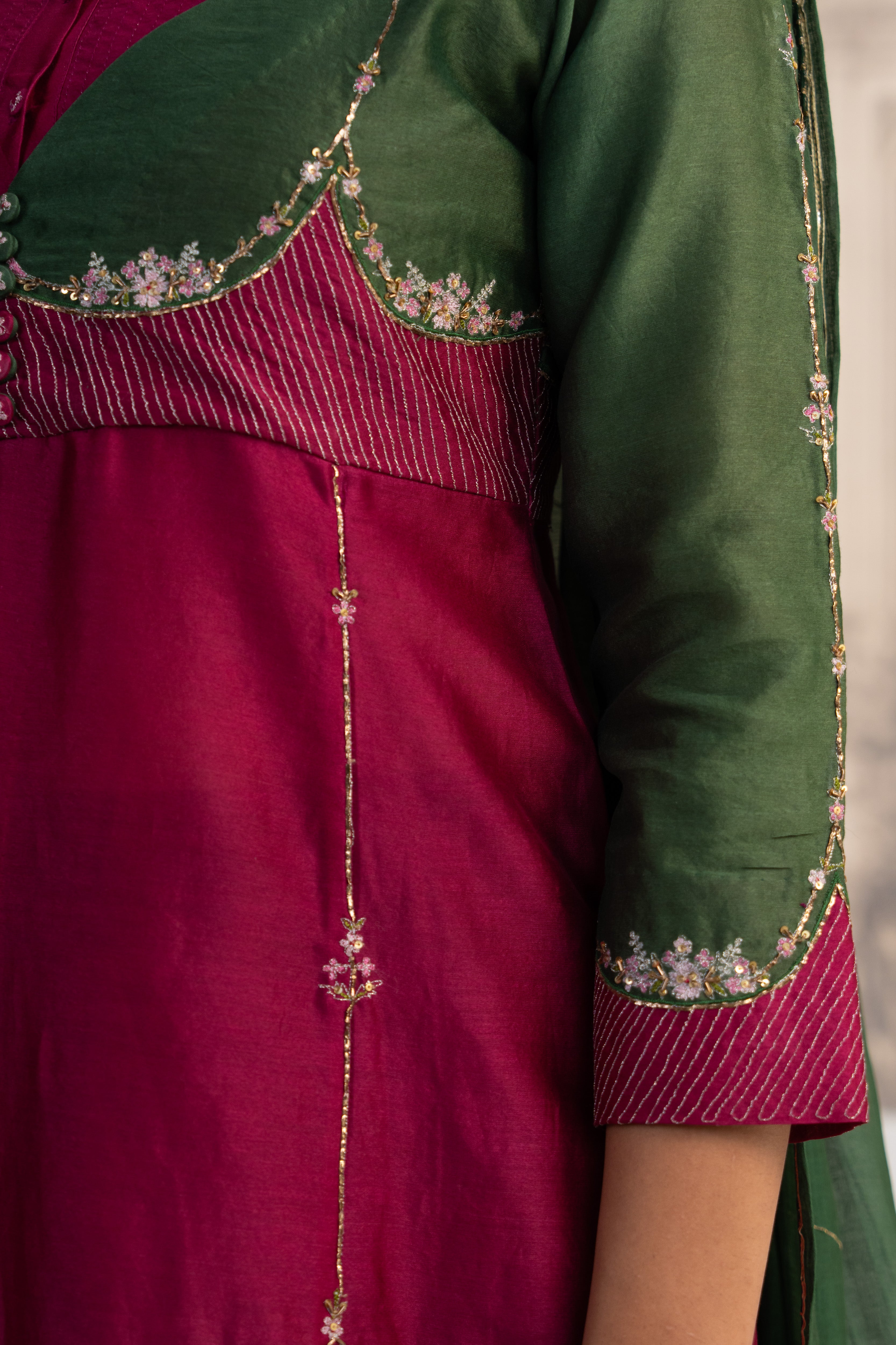 BOTTLE GREEN RANI PINK MASTANI SUIT SET