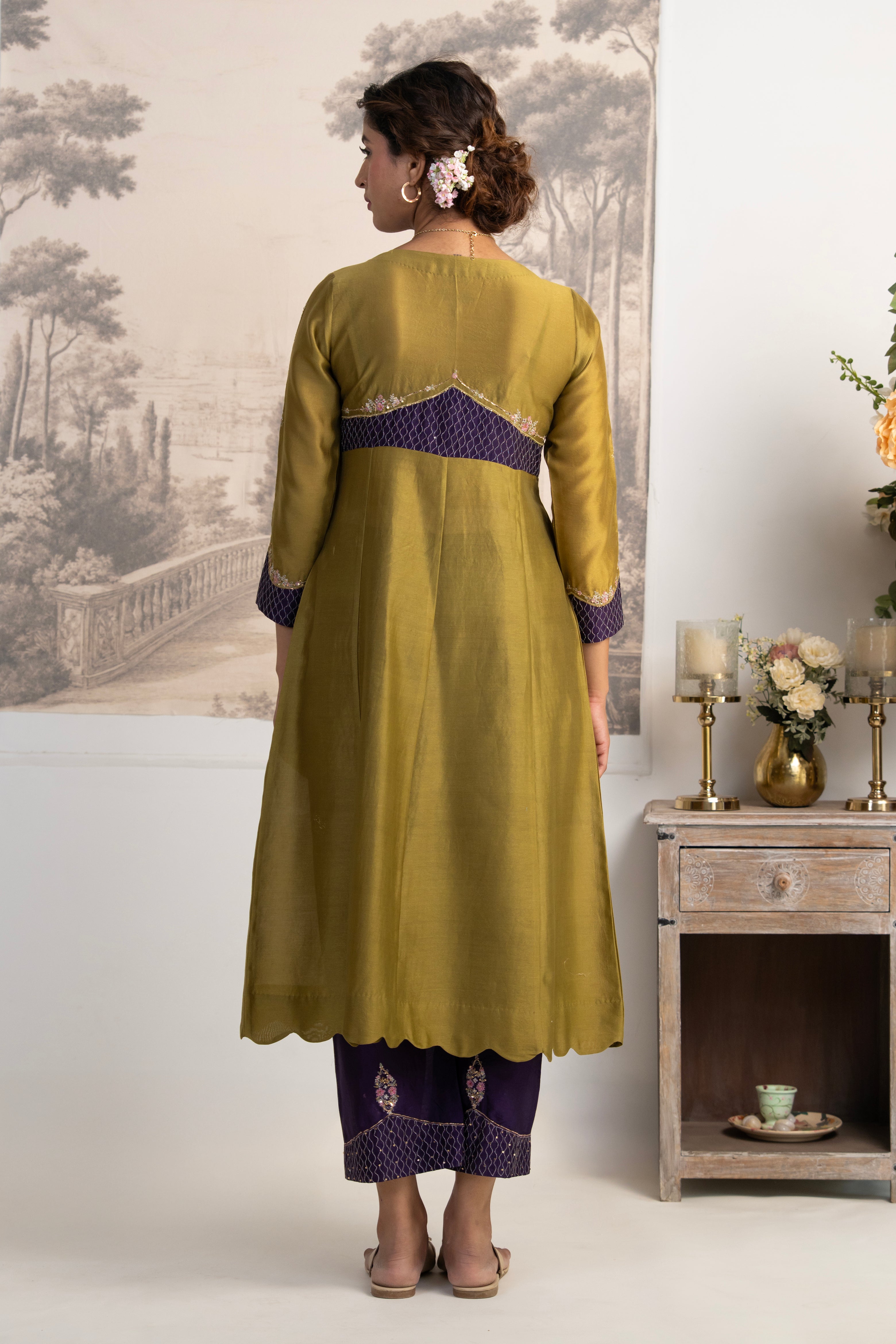 MEHENDI GREEN PURPLE MASTANI SUIT SET