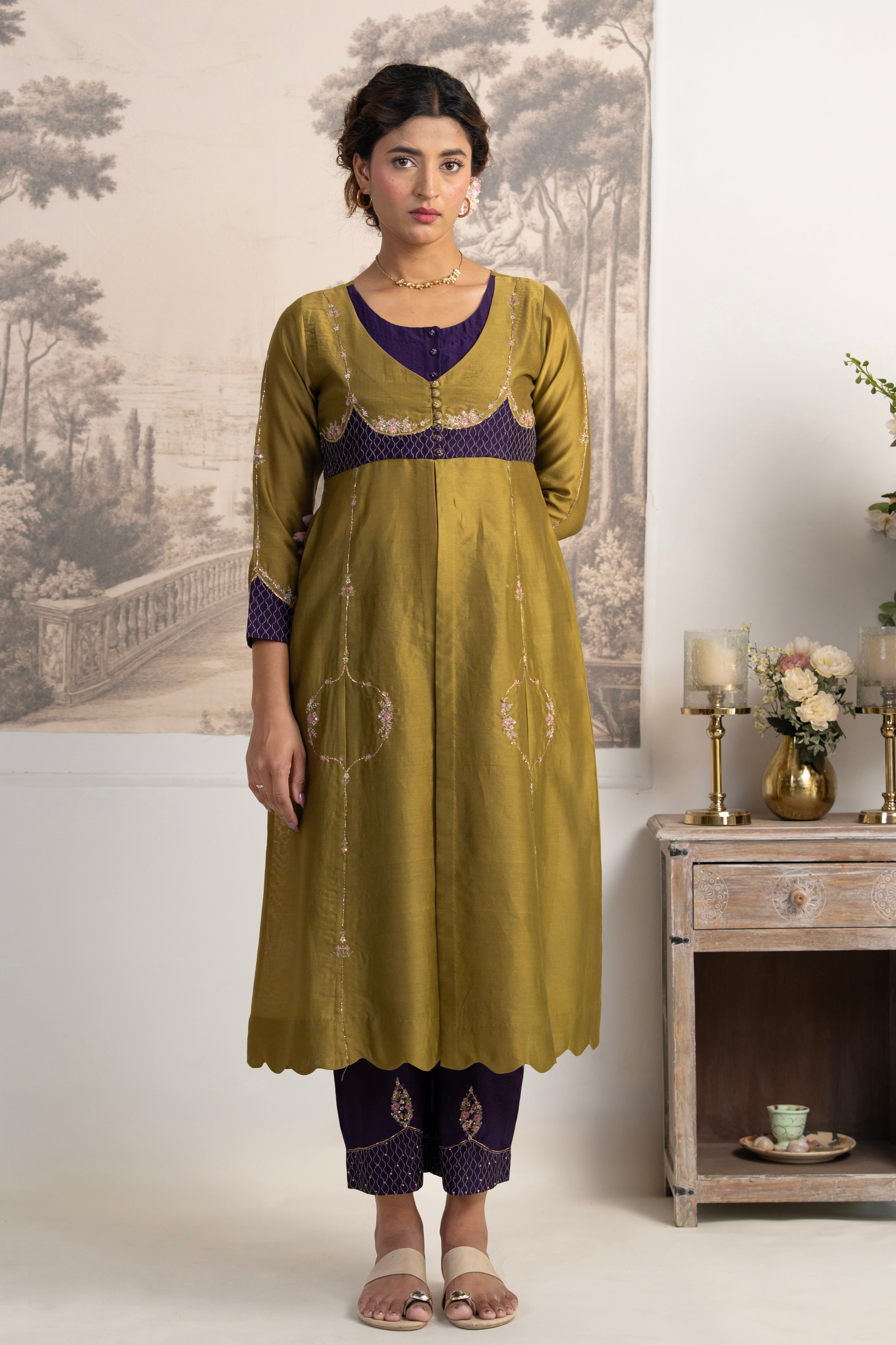 MEHENDI GREEN PURPLE MASTANI SUIT SET