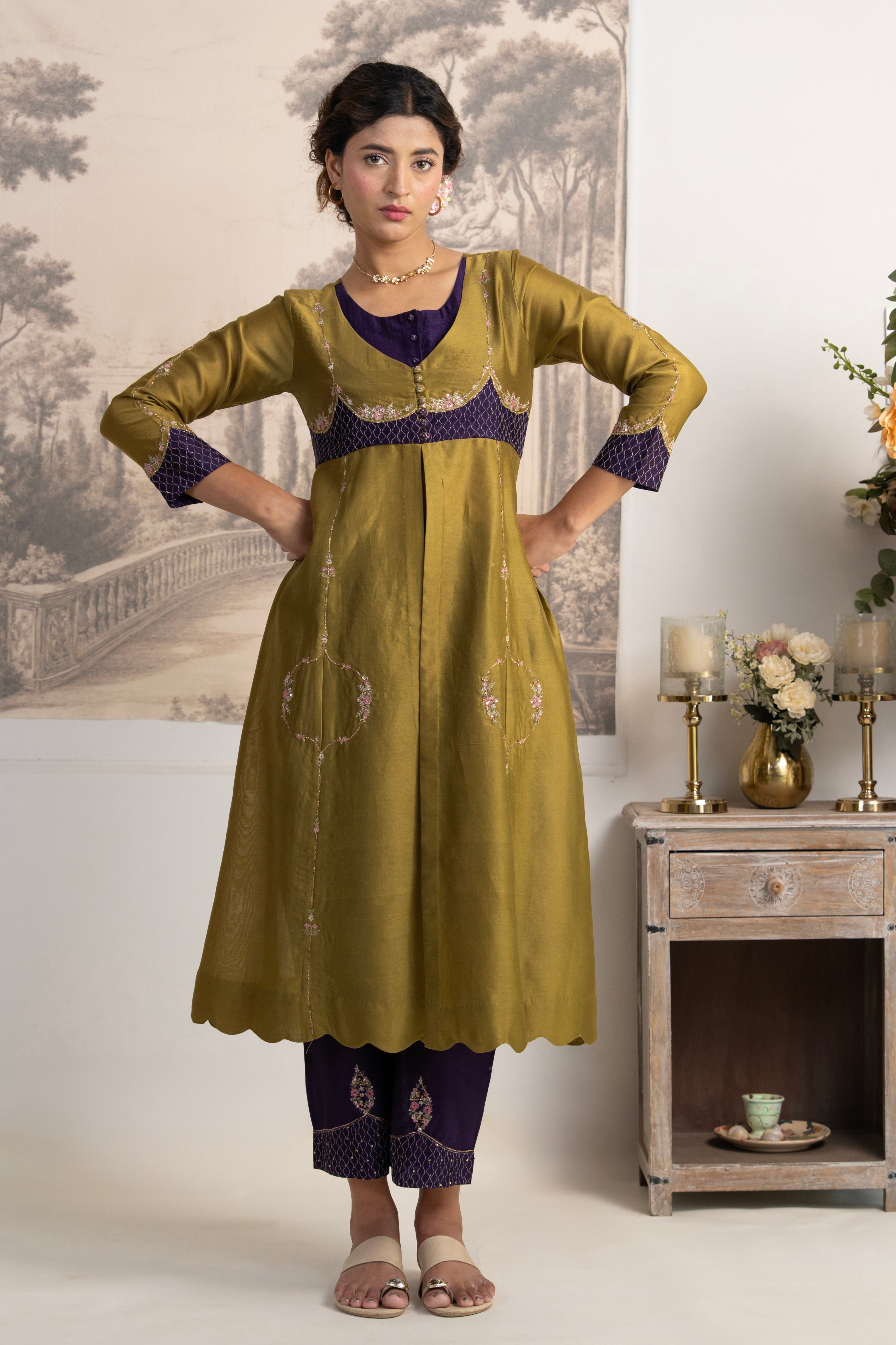 MEHENDI GREEN PURPLE MASTANI SUIT SET