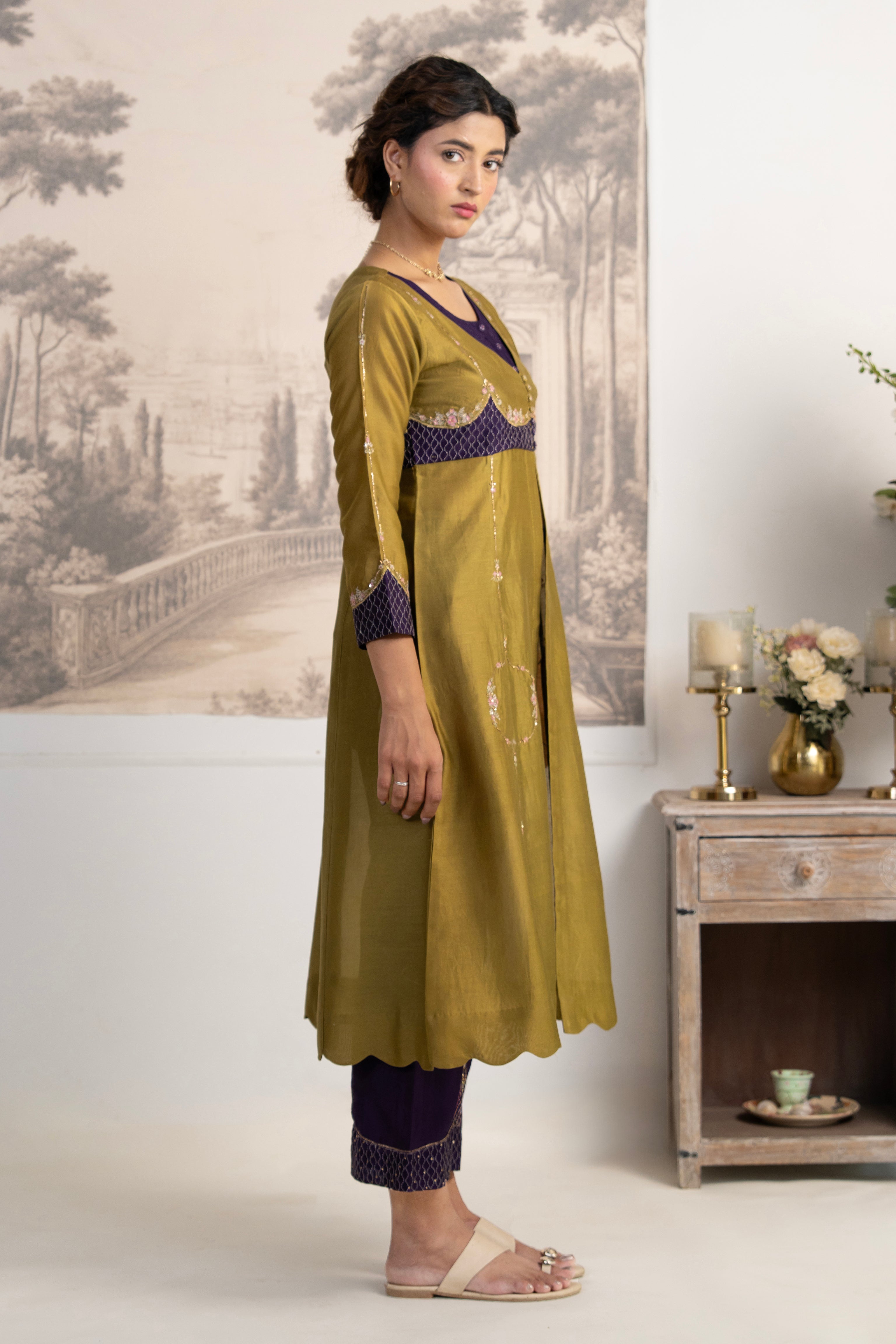 MEHENDI GREEN PURPLE MASTANI SUIT SET