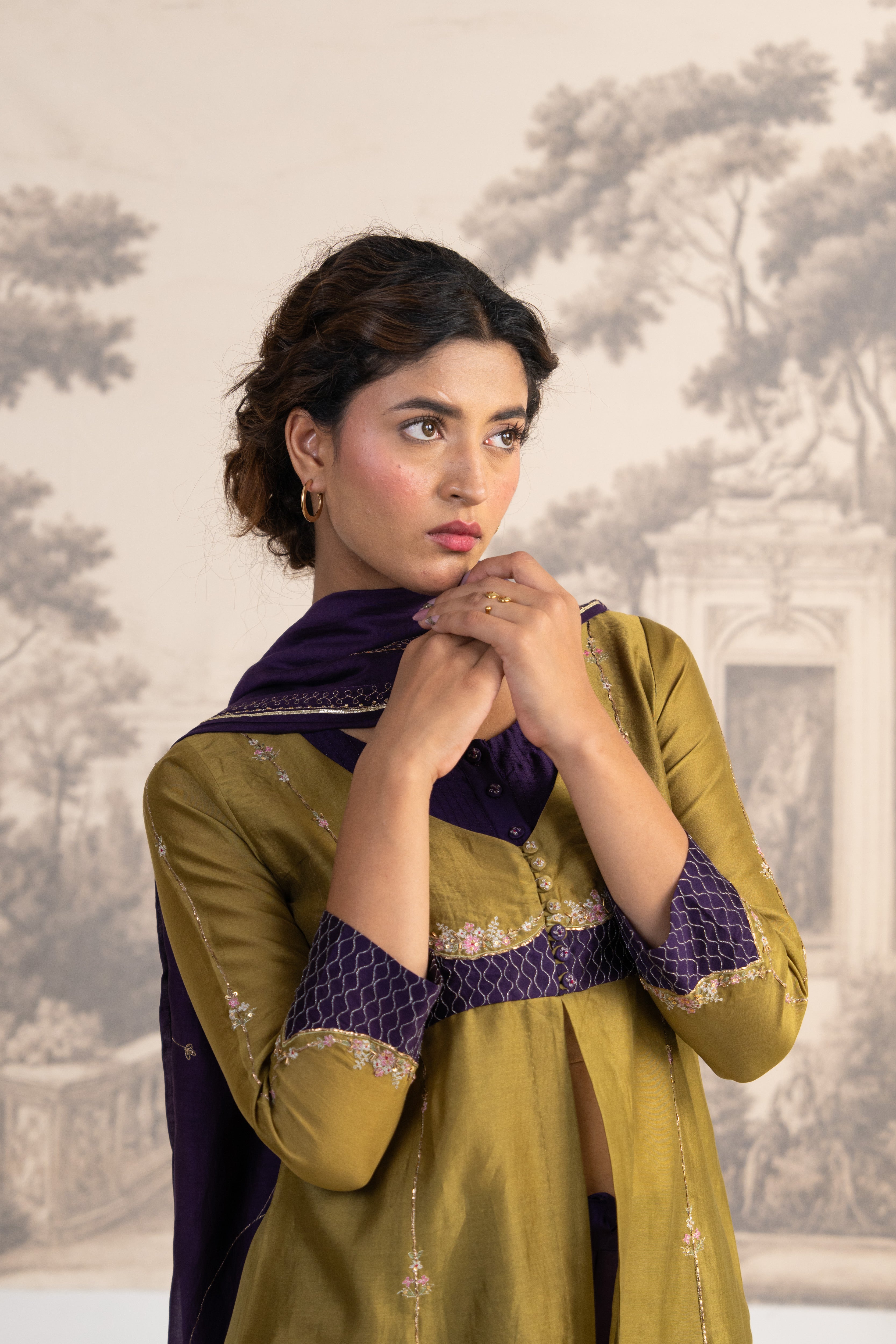 MEHENDI GREEN PURPLE MASTANI SUIT SET