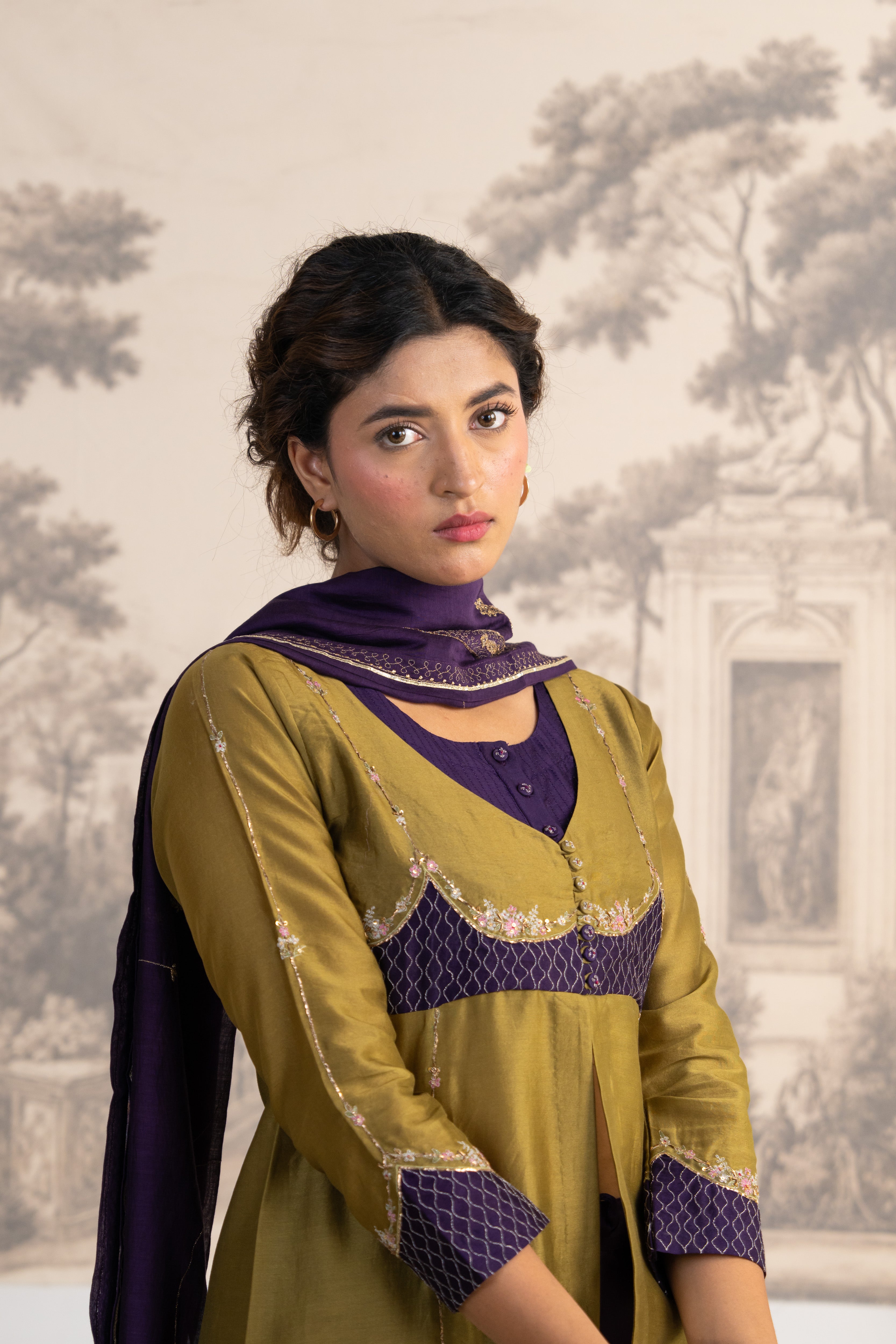 MEHENDI GREEN PURPLE MASTANI SUIT SET
