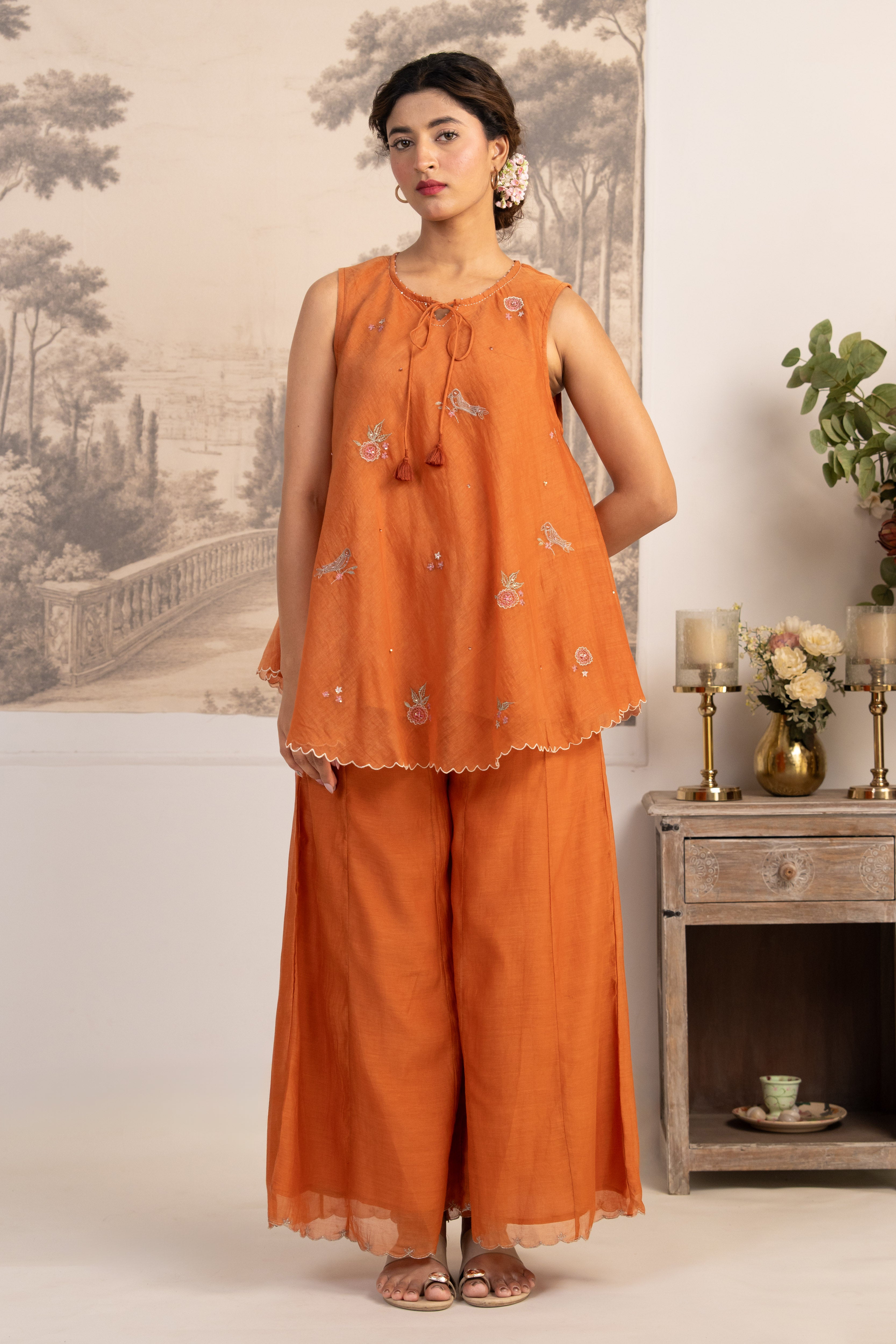 RUST ORANGE FLARED TOP