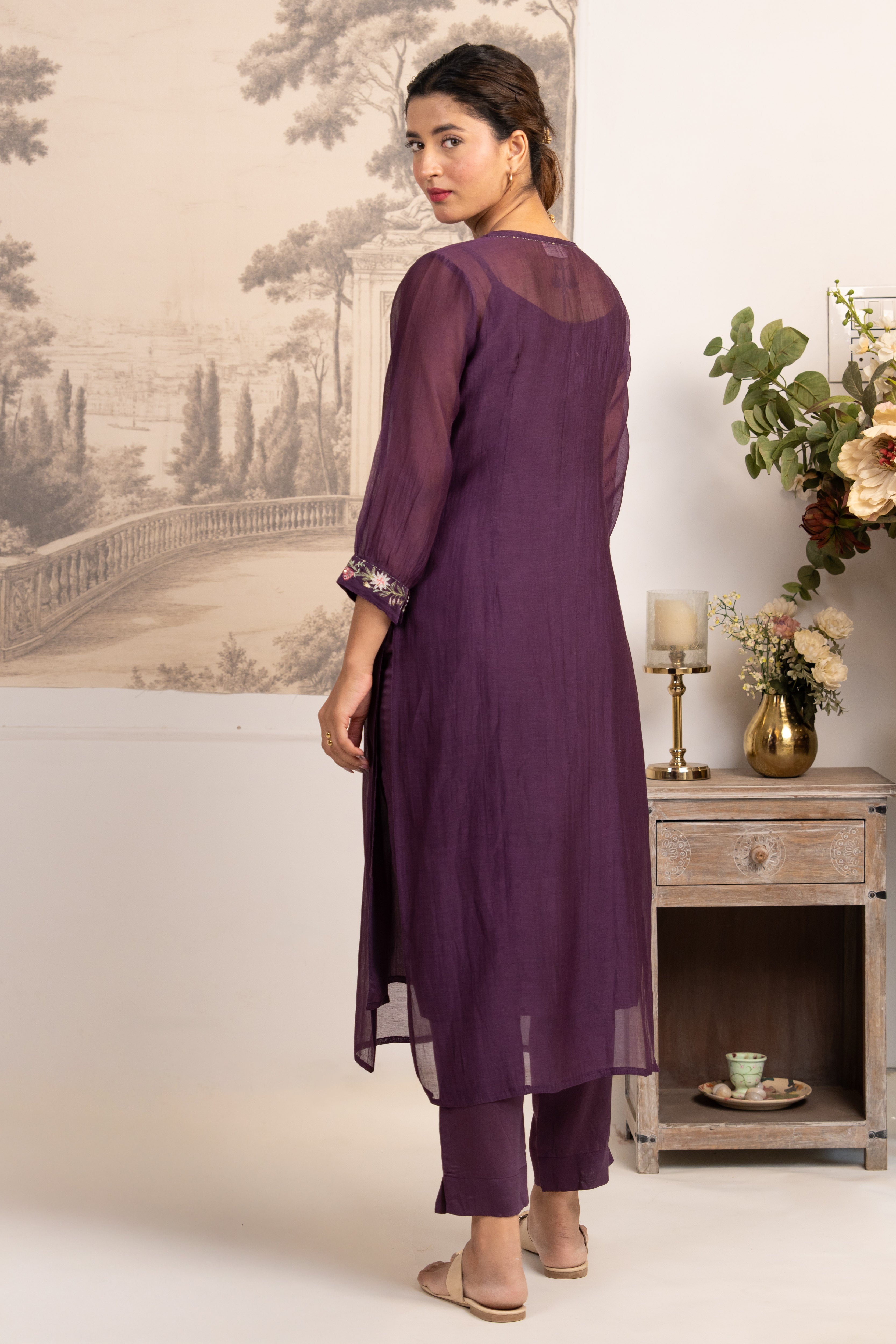 PURPLE CAMELLIA SUIT SET