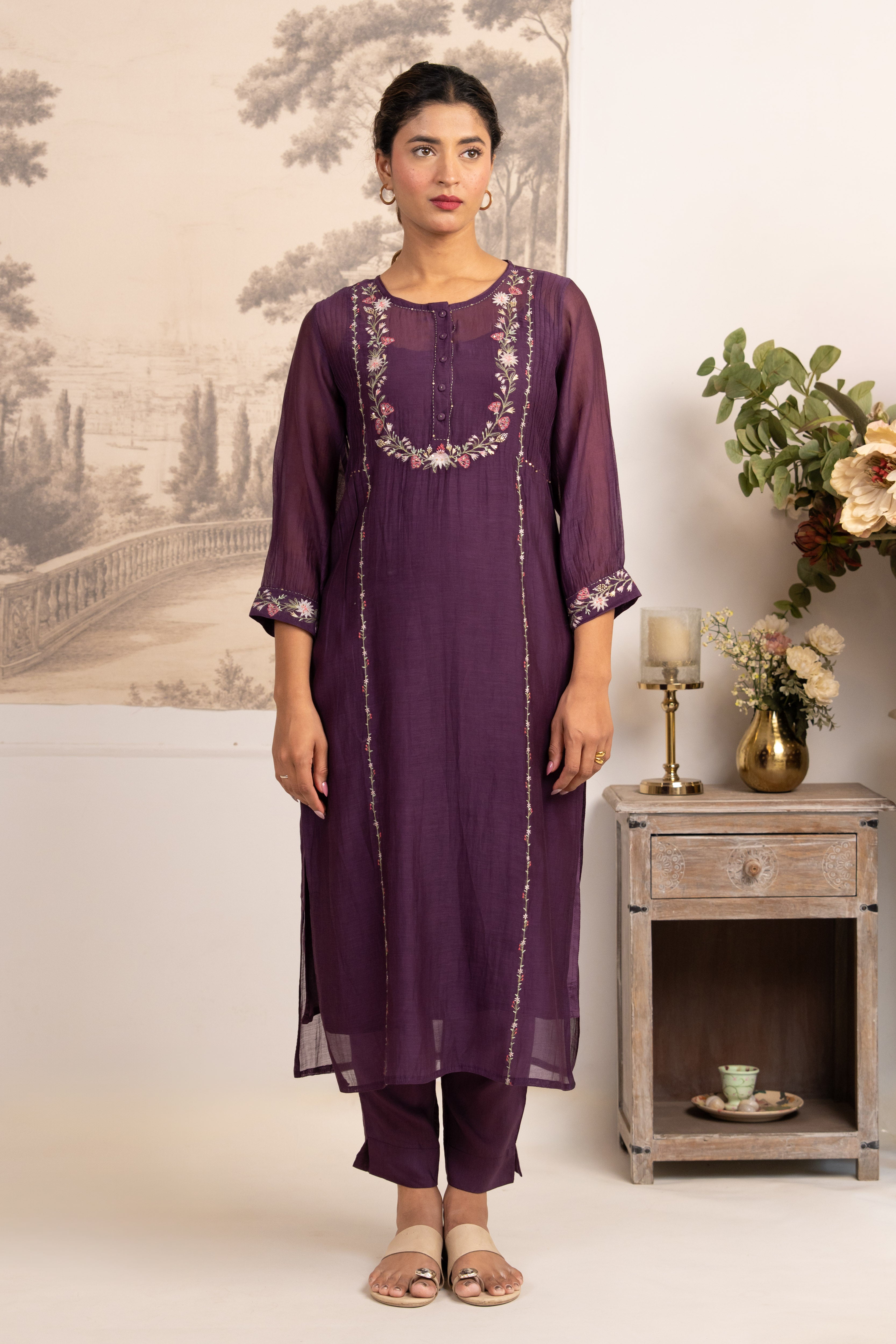PURPLE CAMELLIA SUIT SET