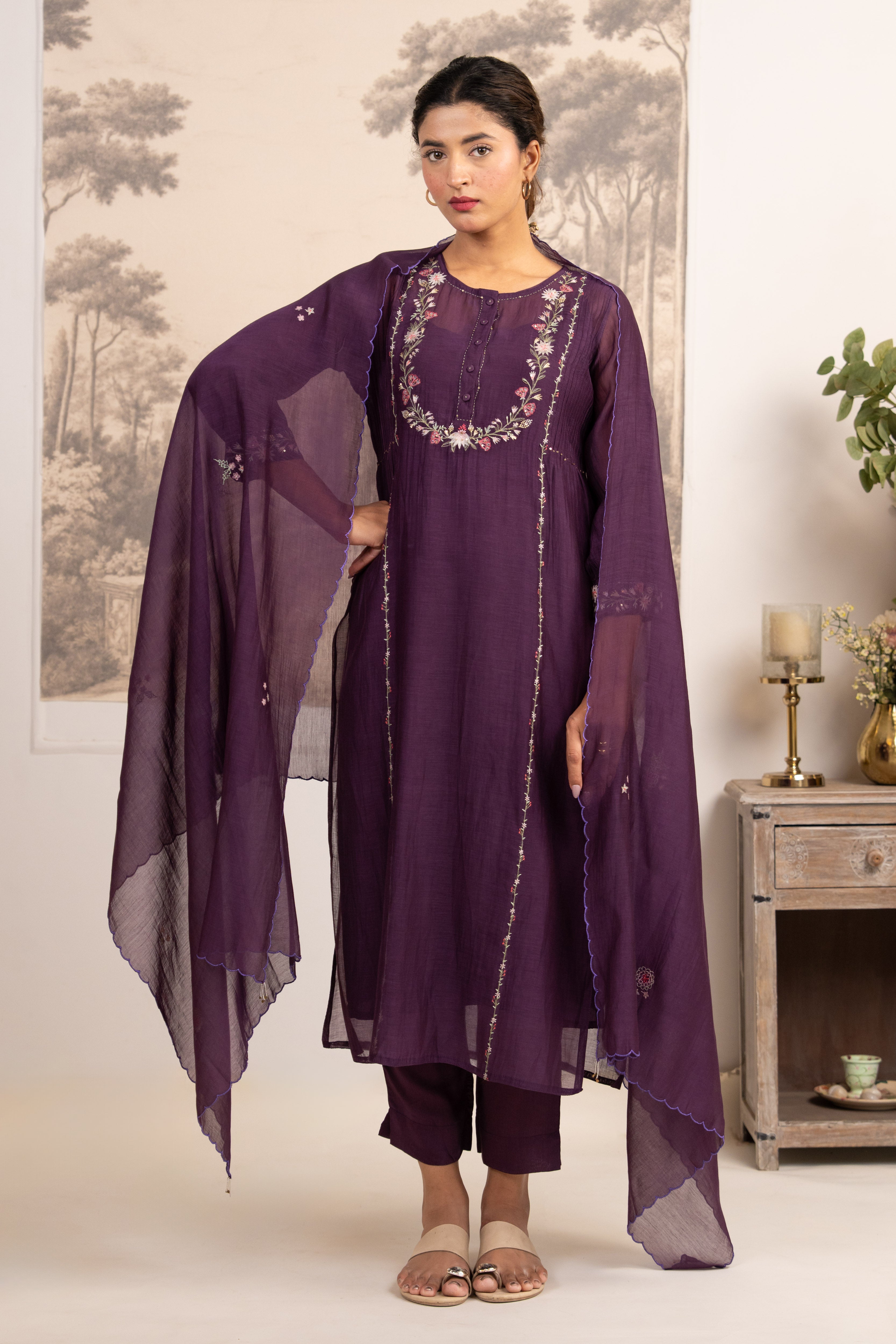 PURPLE CAMELLIA SUIT SET