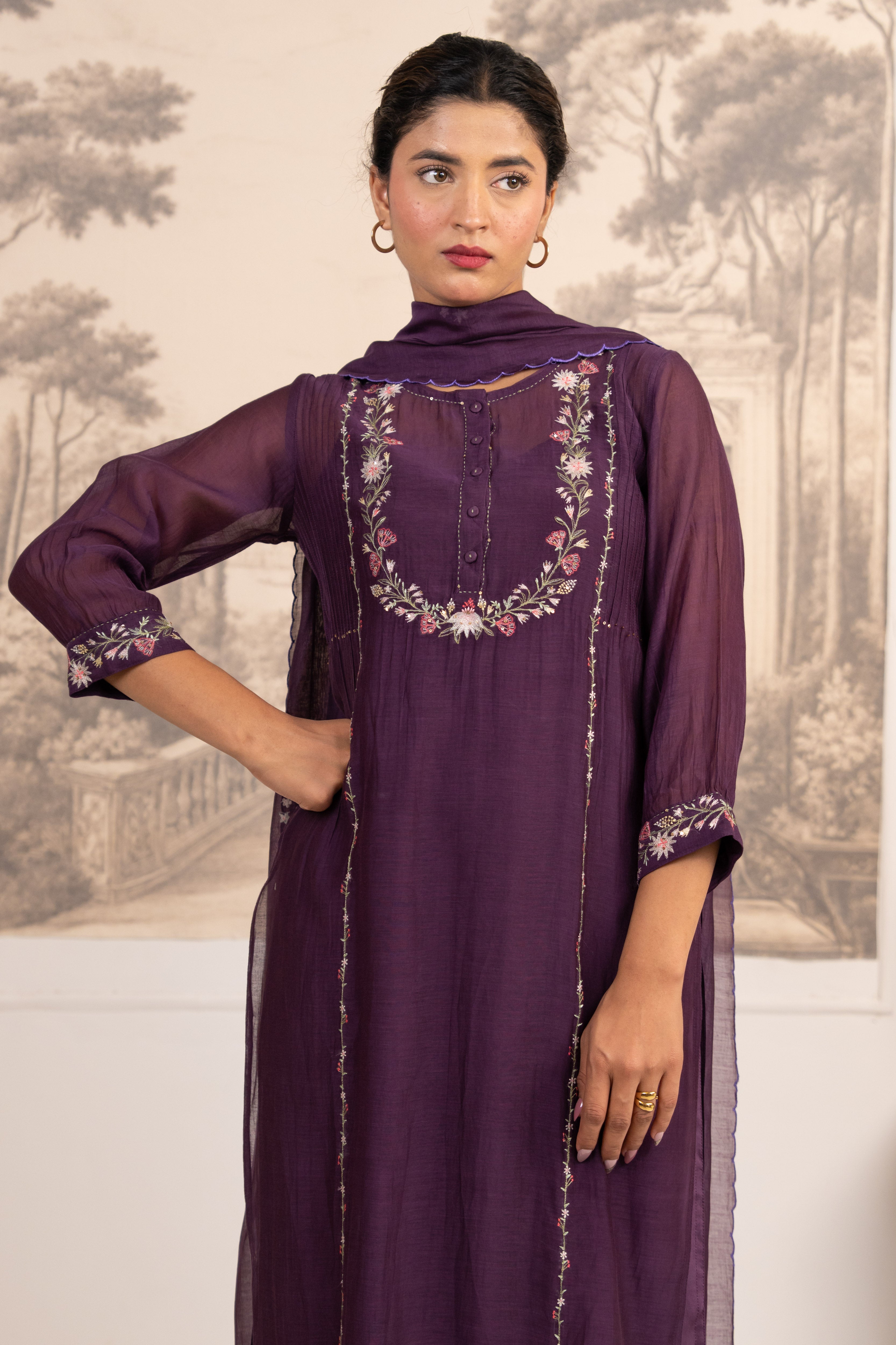 PURPLE CAMELLIA SUIT SET