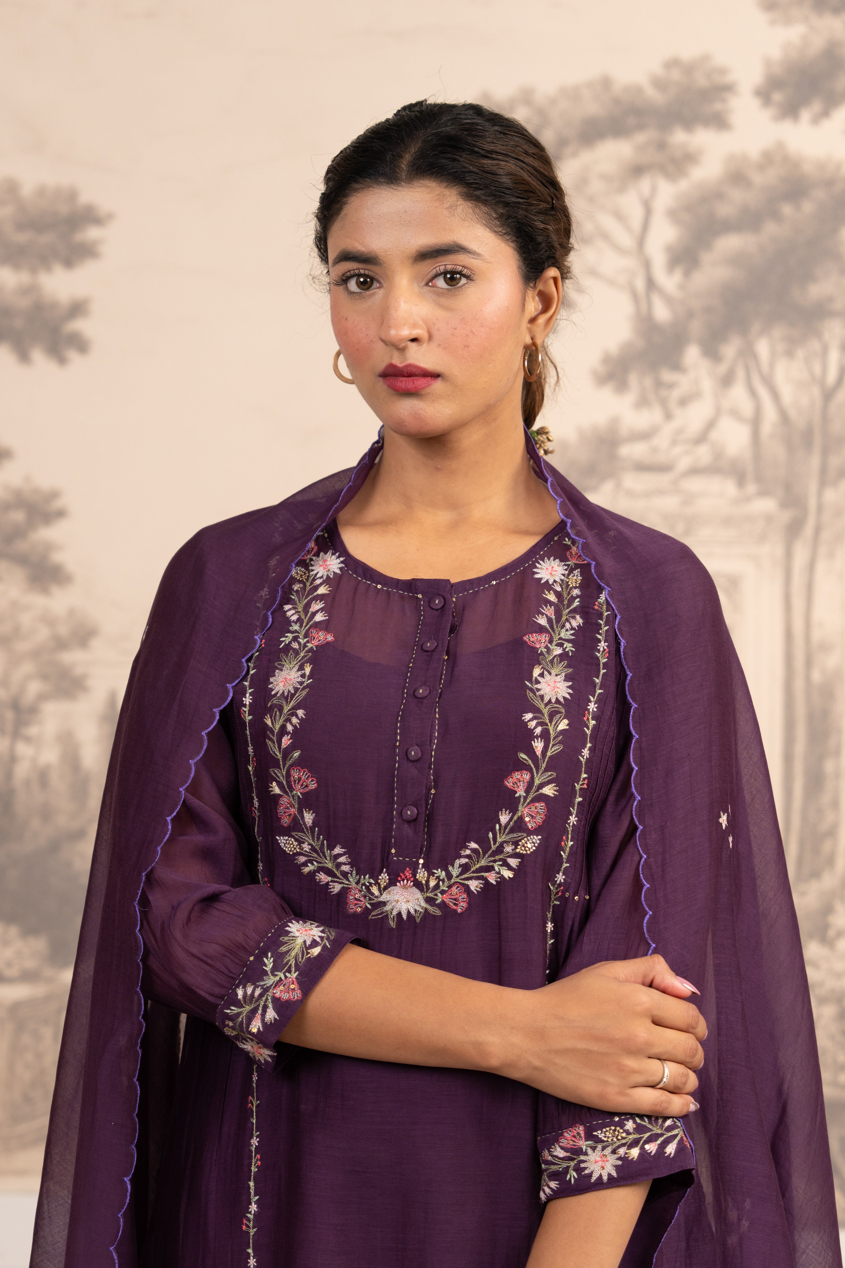 PURPLE CAMELLIA SUIT SET