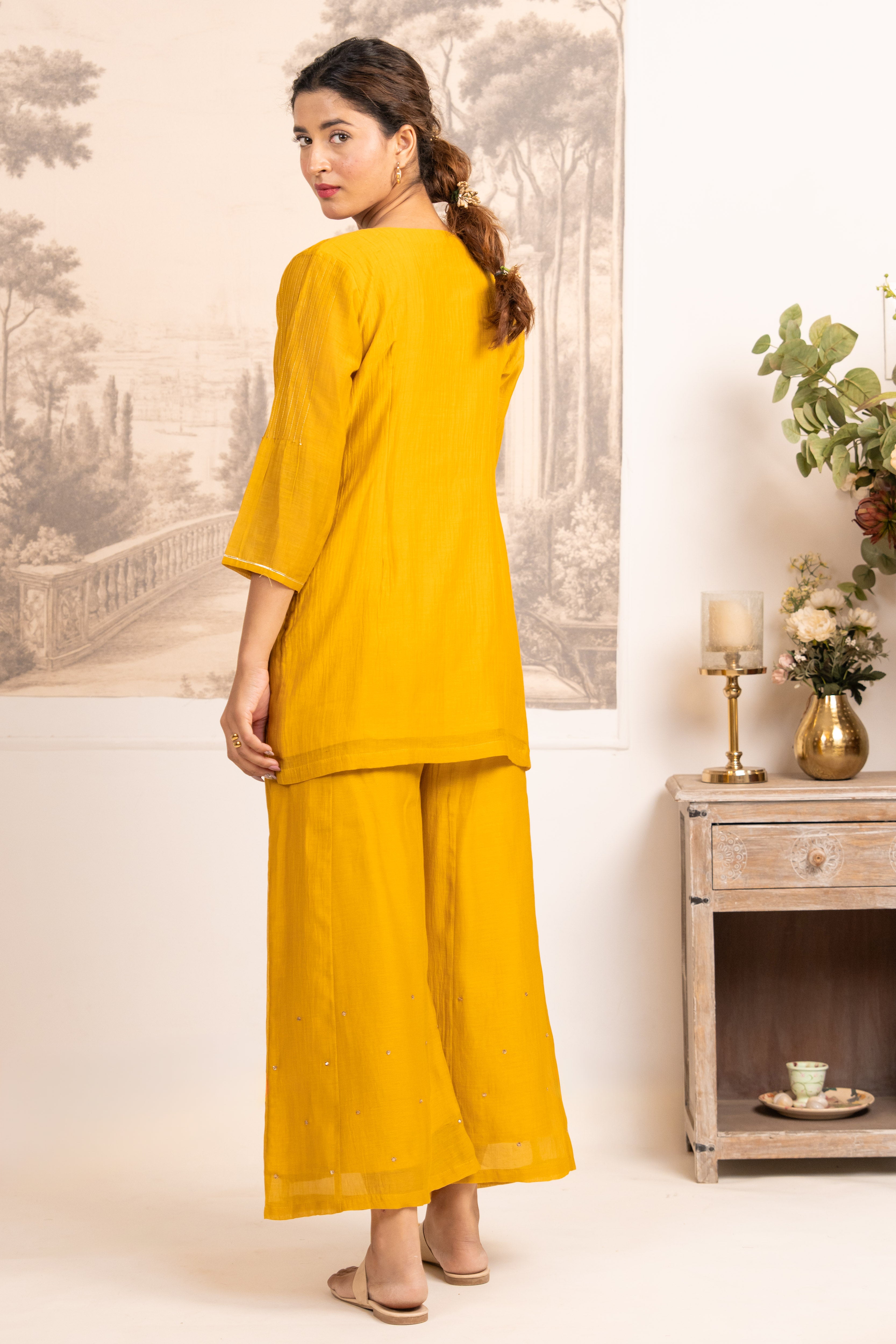 MUSTARD YELLOW MATSYA TOP PALAZZO WITH DUPATTA
