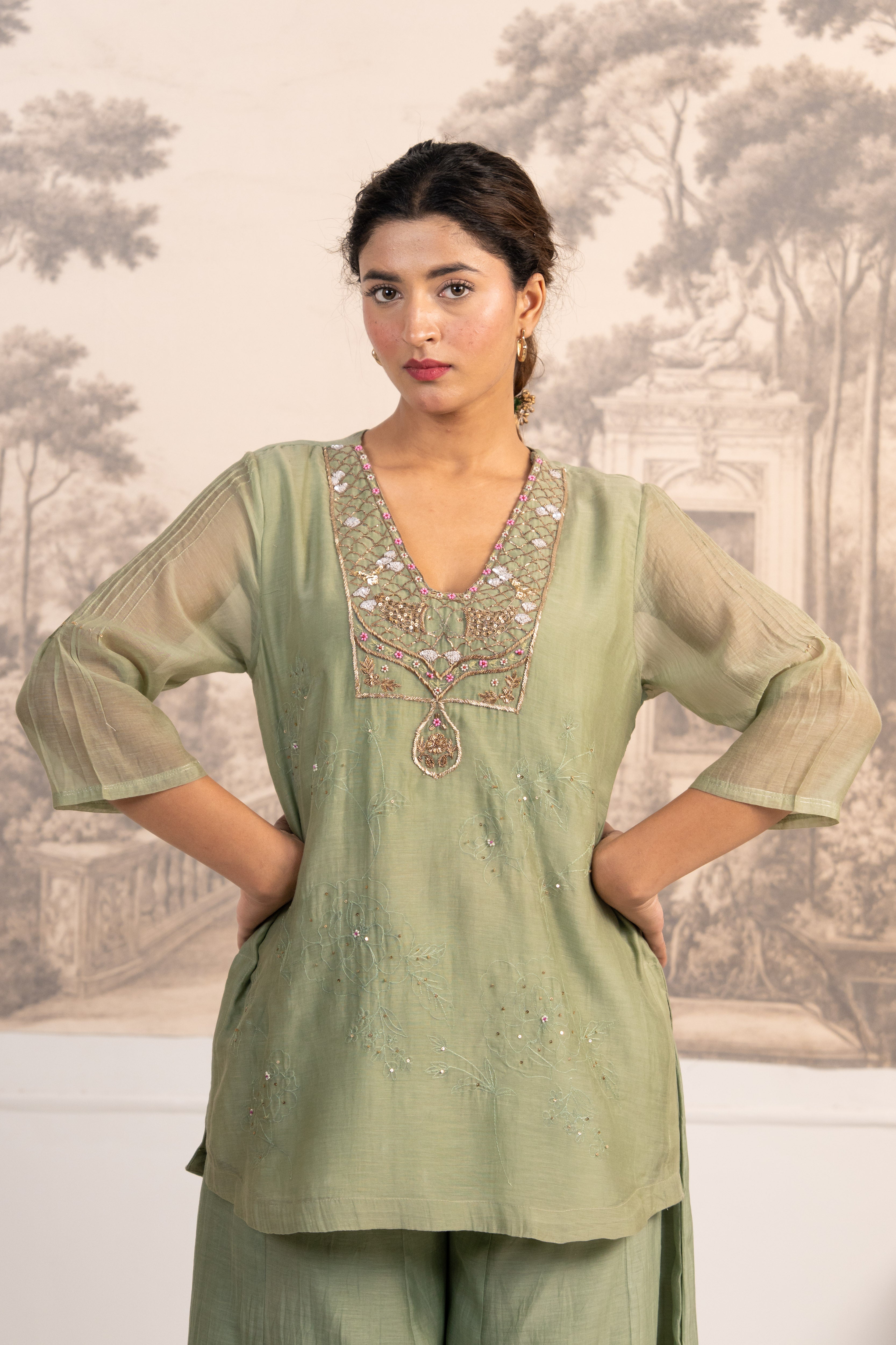SEA GREEN MATSYA TOP PALAZZO WITH DUPATTA