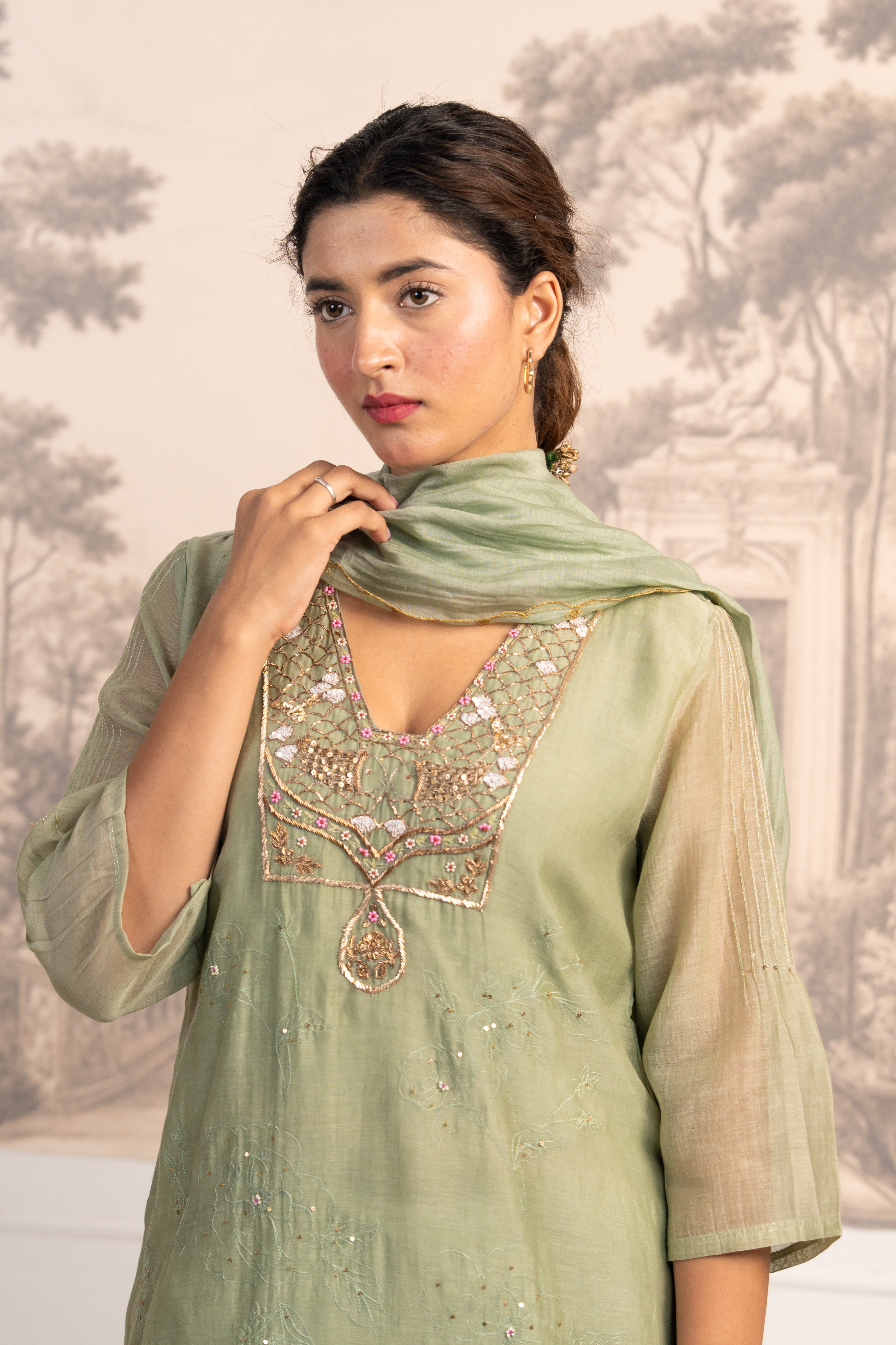 SEA GREEN MATSYA TOP PALAZZO WITH DUPATTA