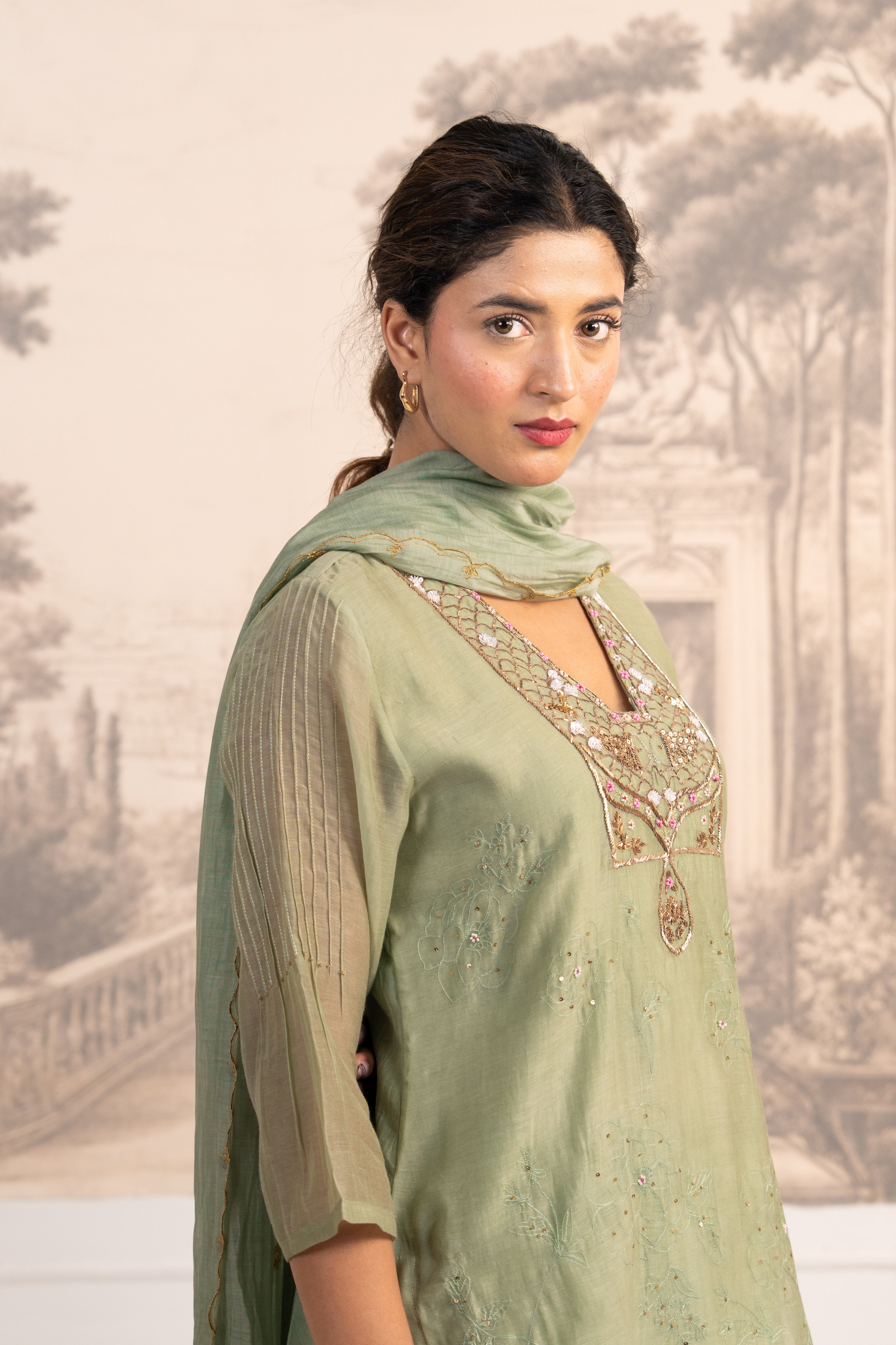 SEA GREEN MATSYA TOP PALAZZO WITH DUPATTA