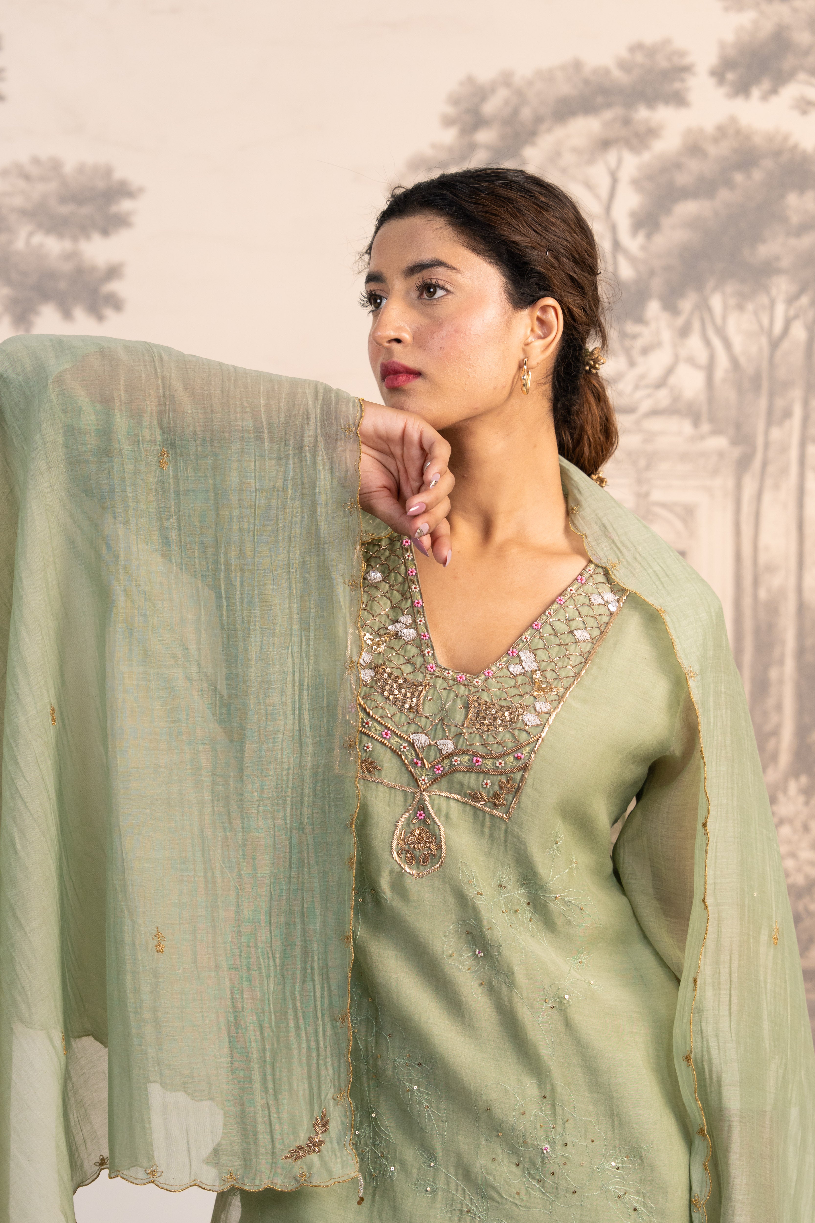 SEA GREEN MATSYA TOP PALAZZO WITH DUPATTA