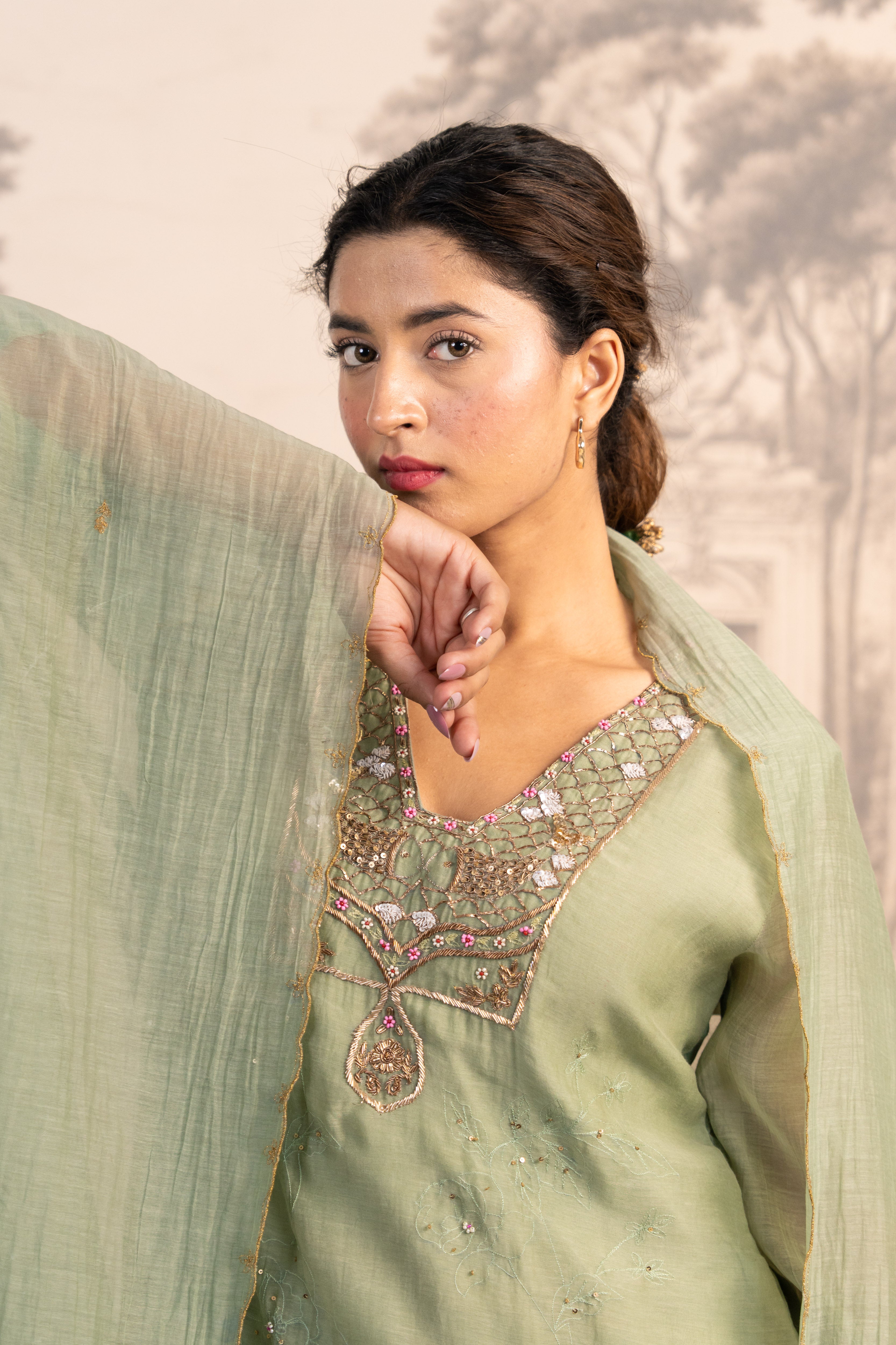 SEA GREEN MATSYA TOP PALAZZO WITH DUPATTA