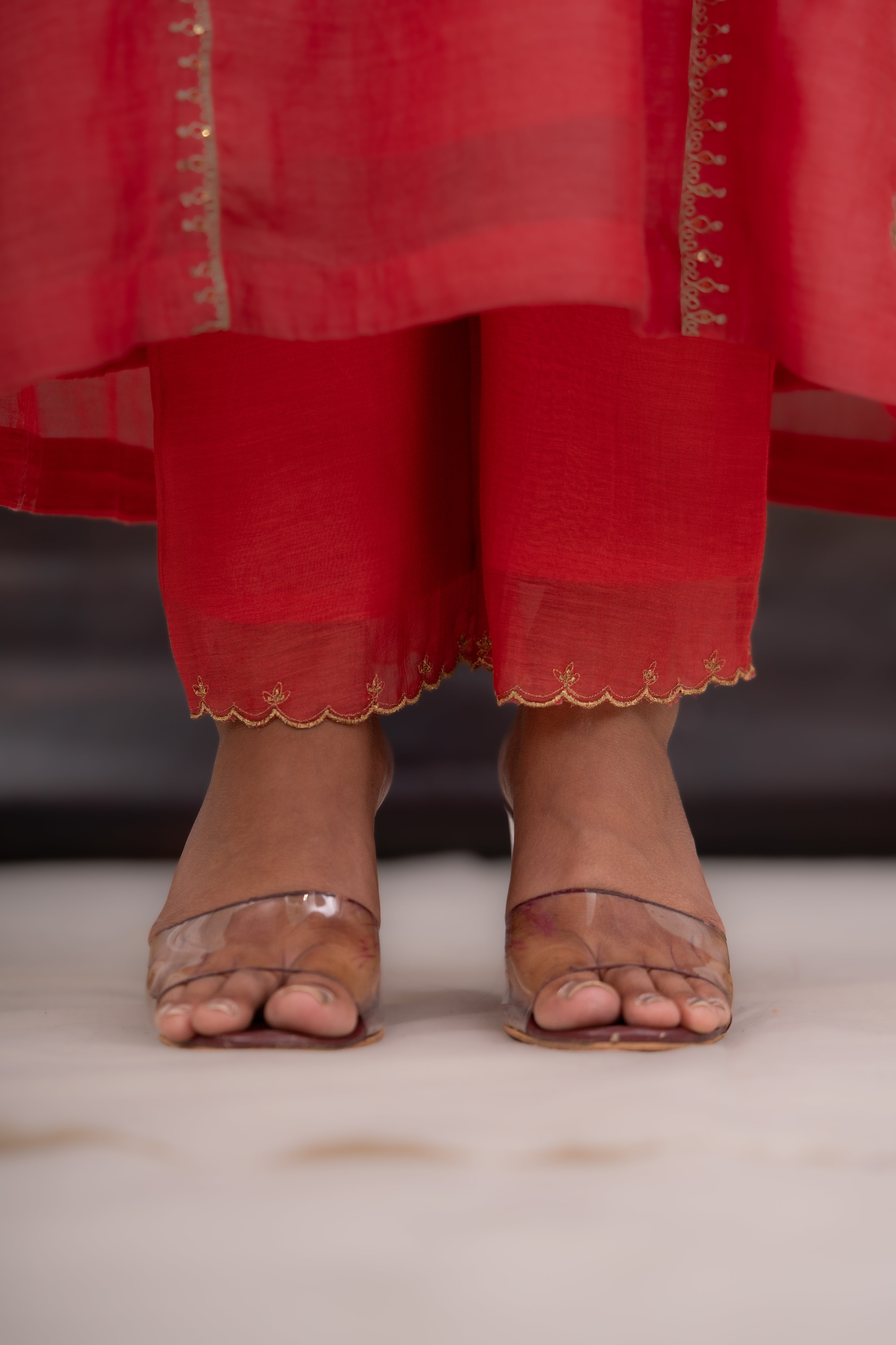 Coral pink Rose gold Zardosi kurta set