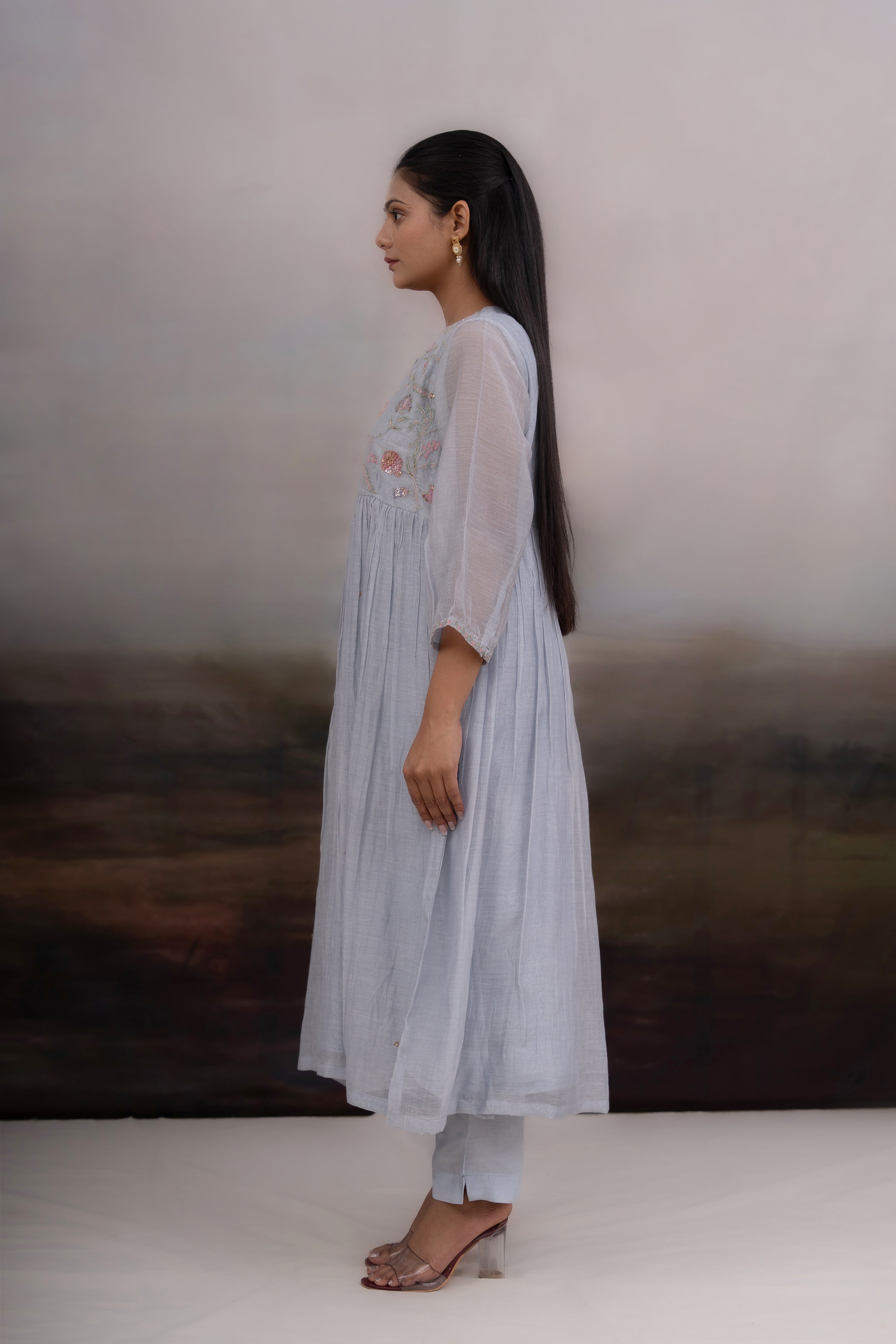 Powder blue Anaar garden dress set