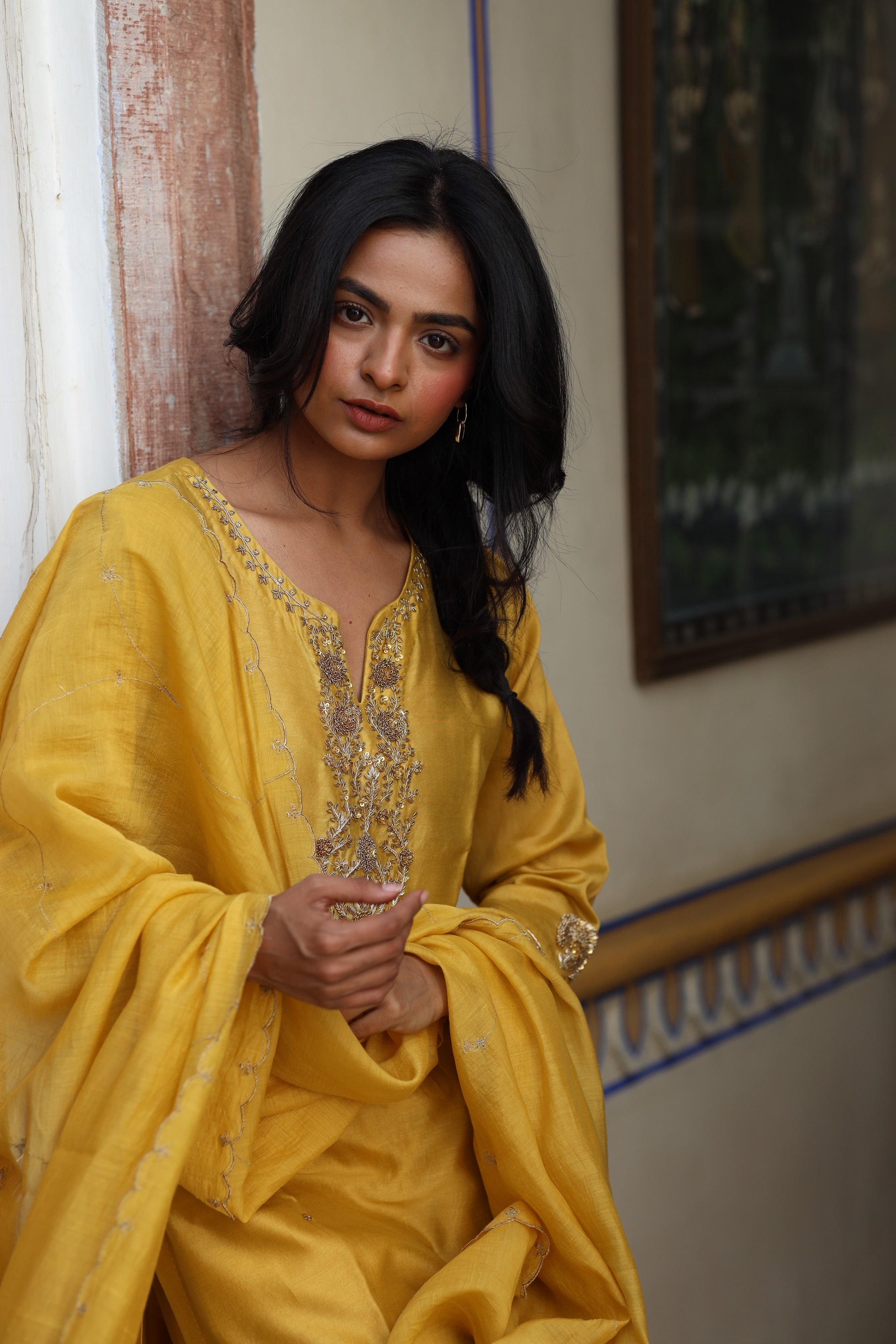 Mustard guldasta heritage Suit set