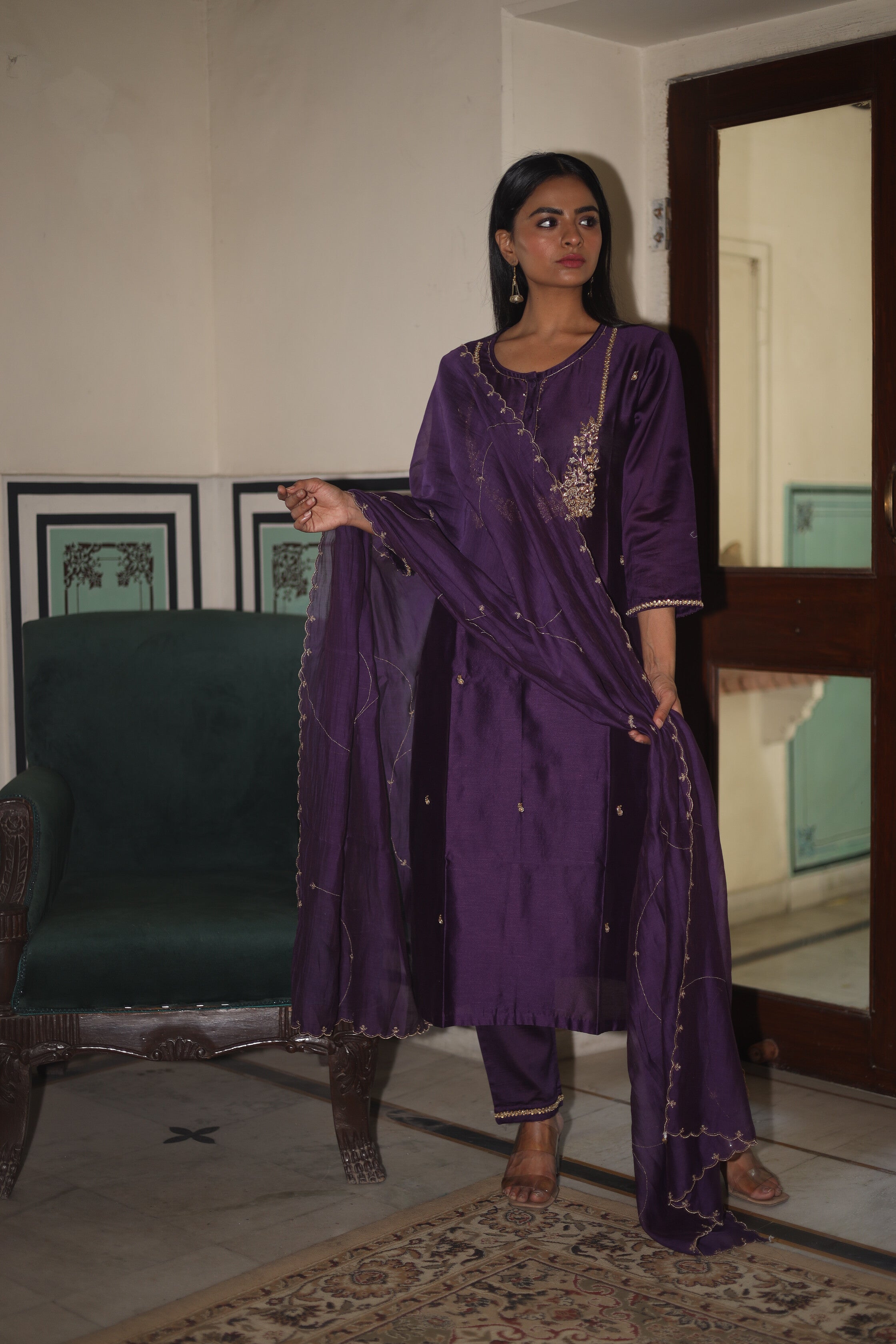Purple moss basket Suit set