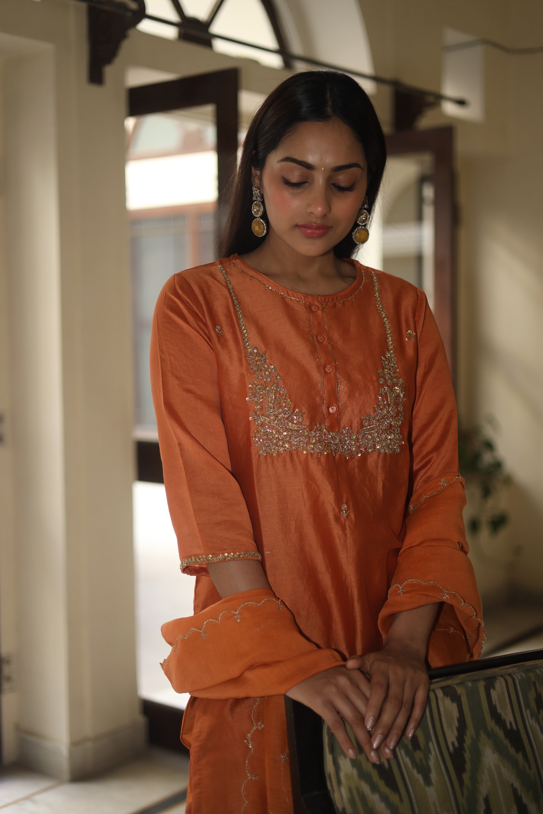 Rust orange moss basket Suit set