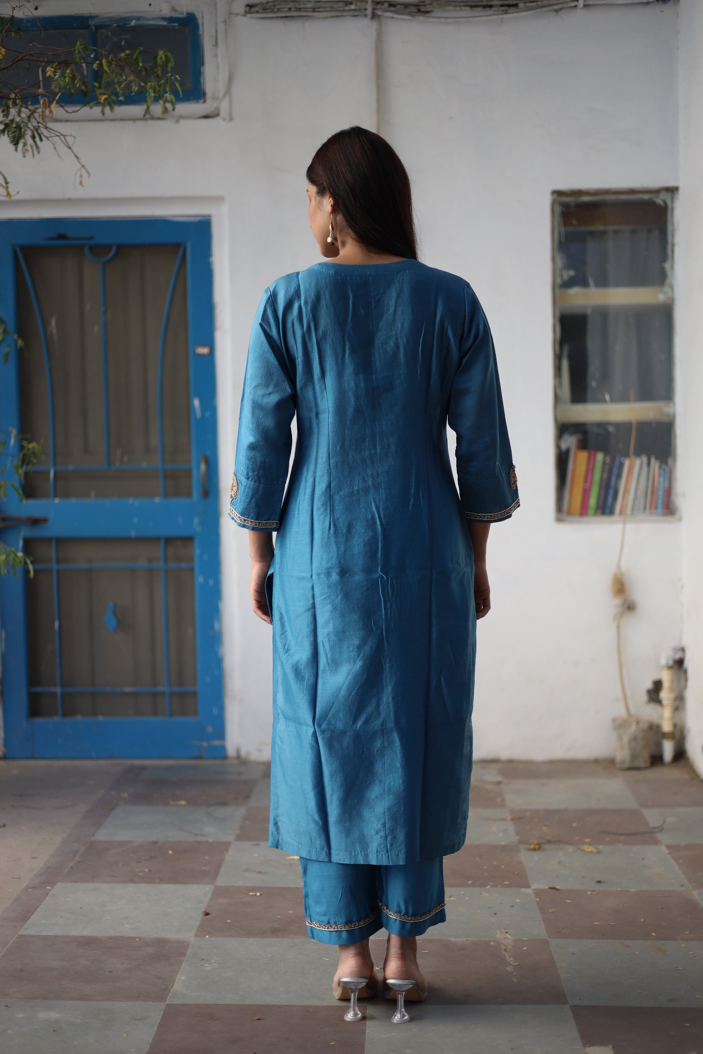 Prussian blue Guldasta heritage Suit set