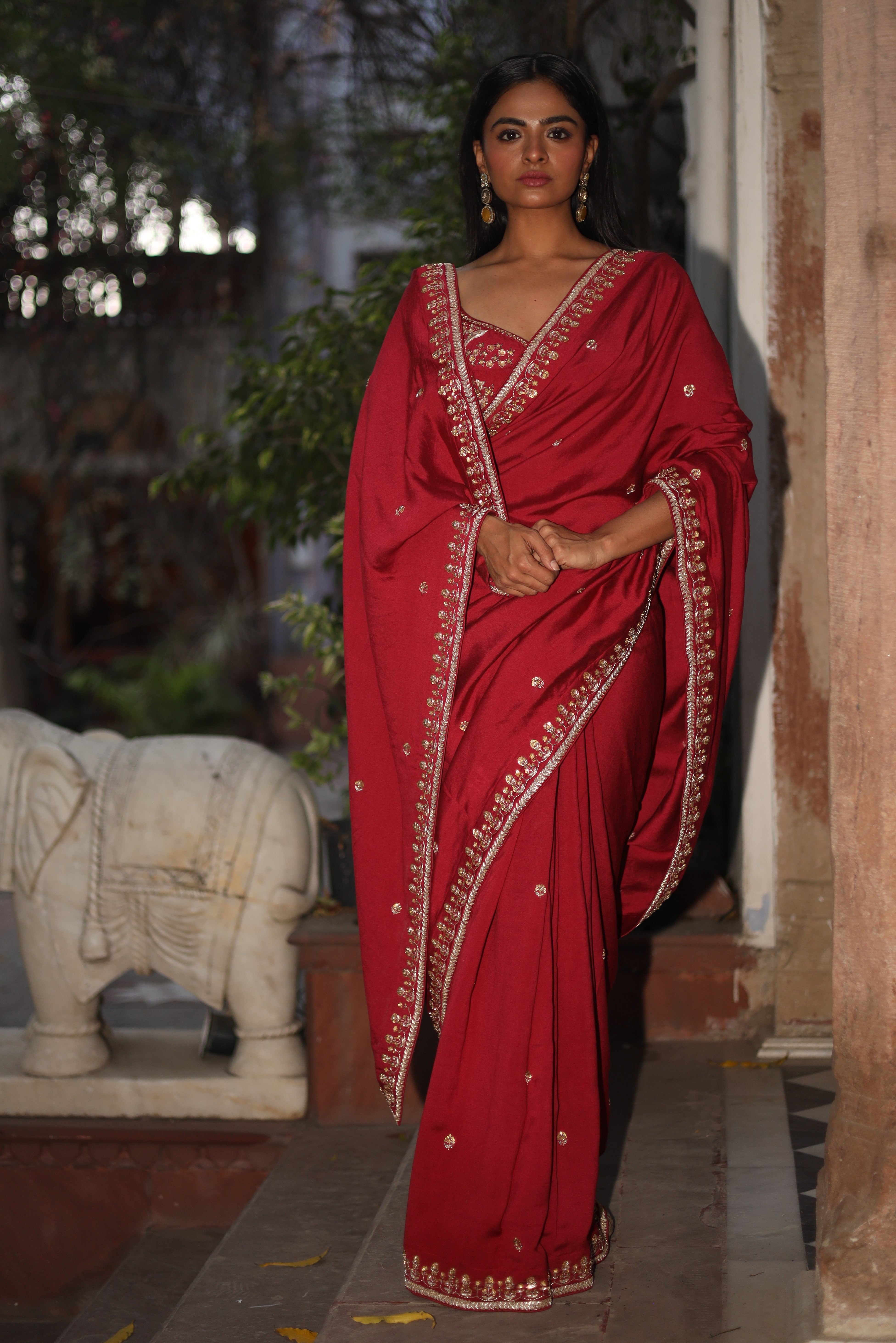Red Heritage Chanderi Blouse