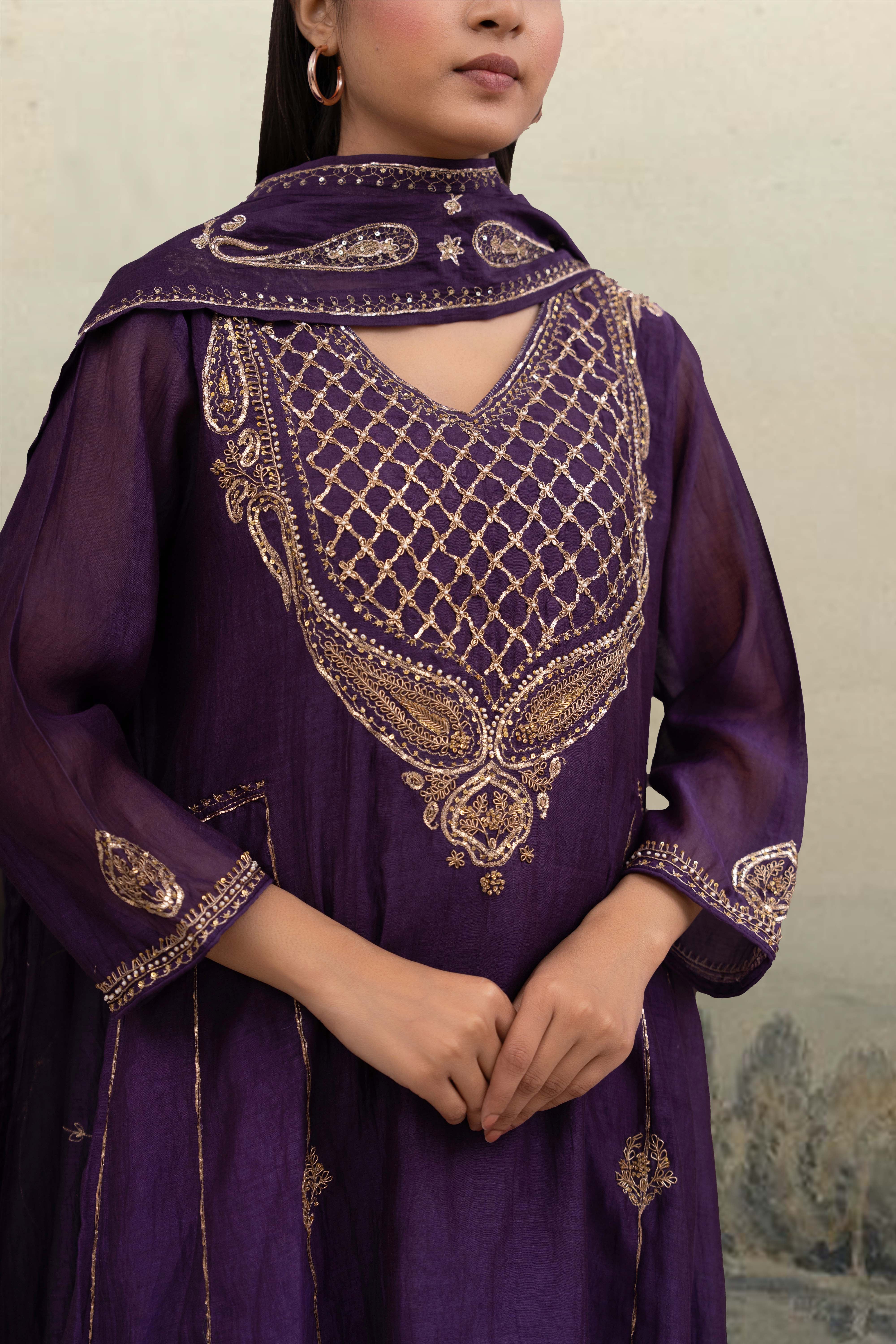 Purple ambiya suit set