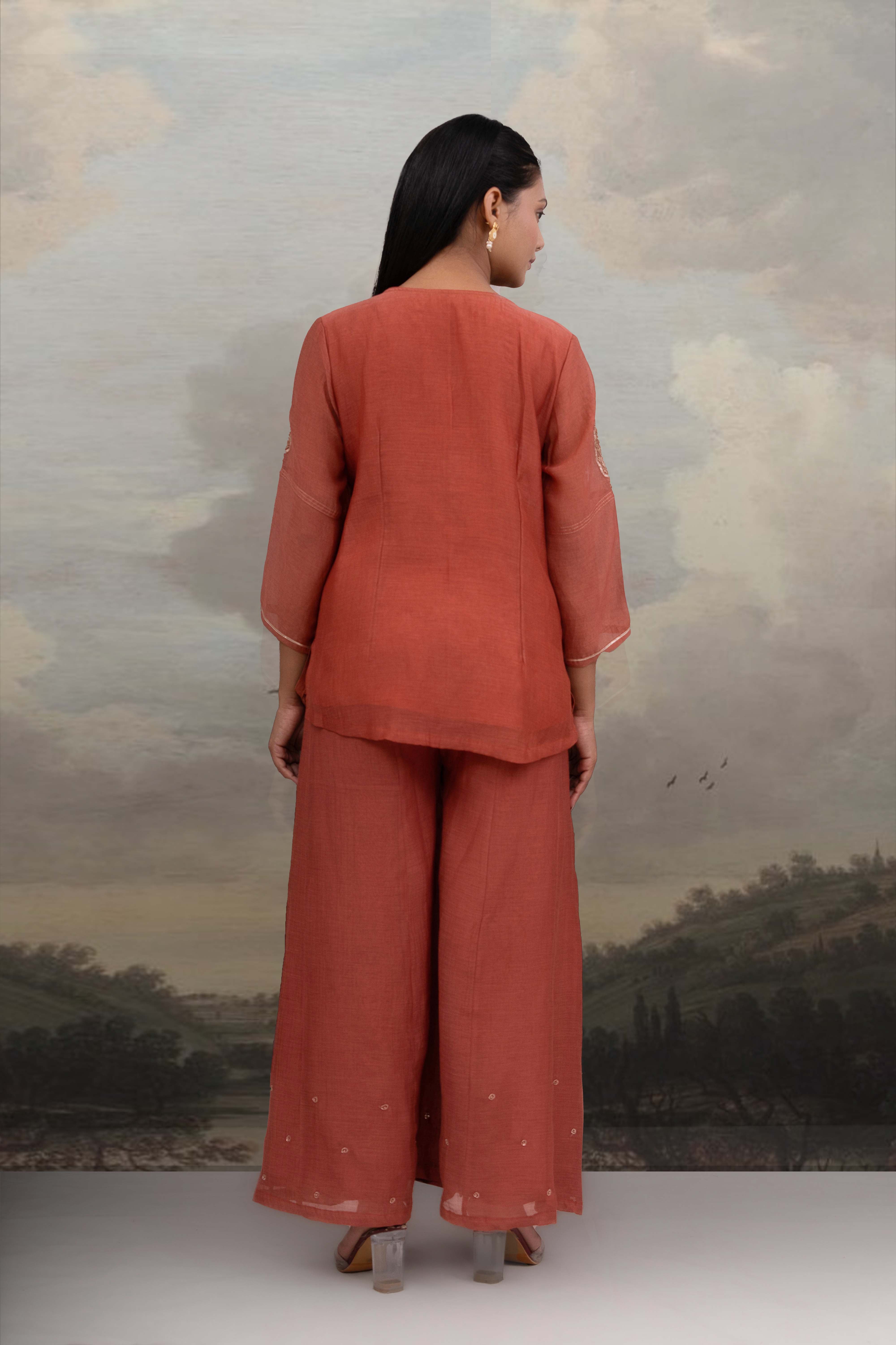Rust Madder Top and Palazzo with dupatta