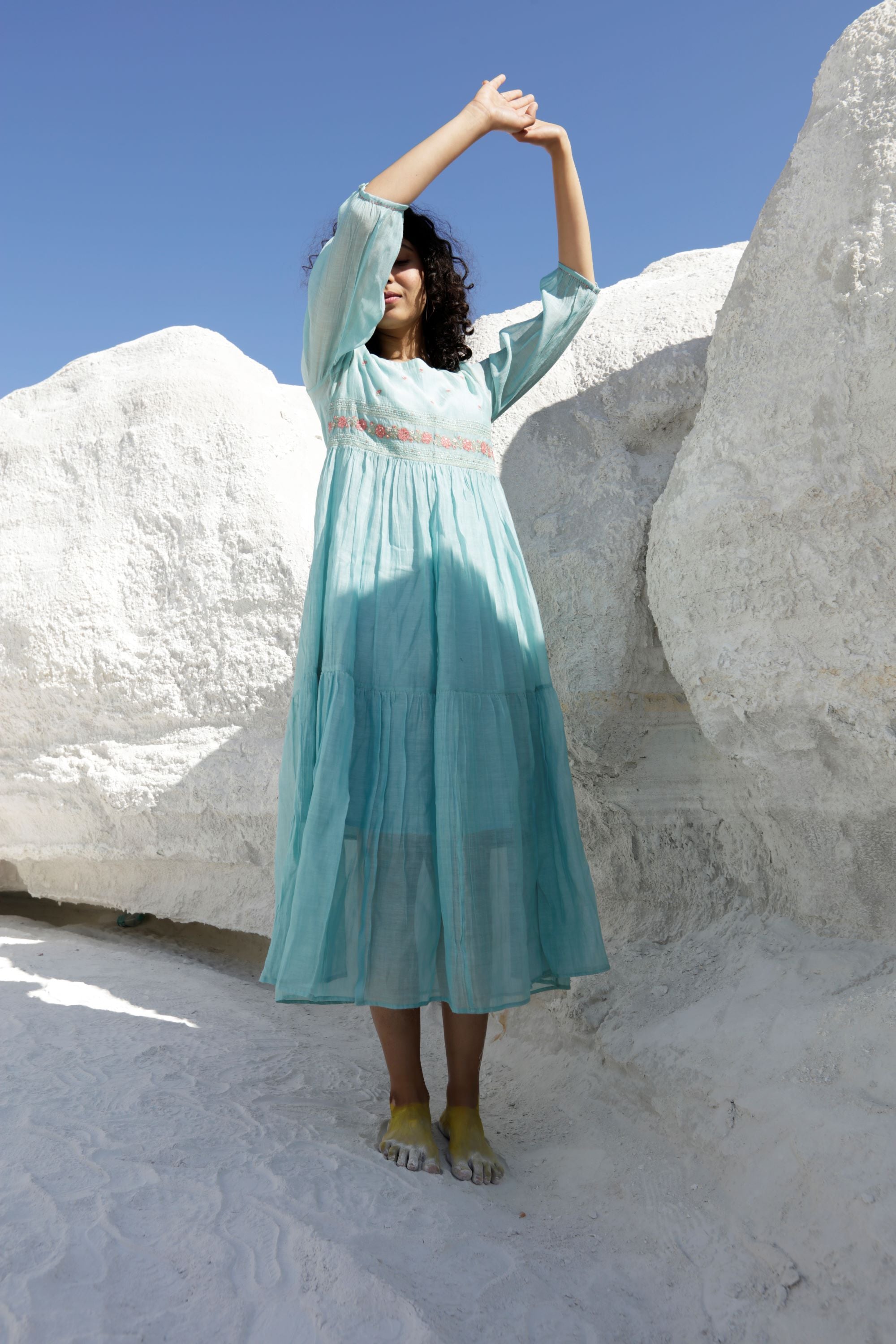 Teal Blue Tiered
Dress