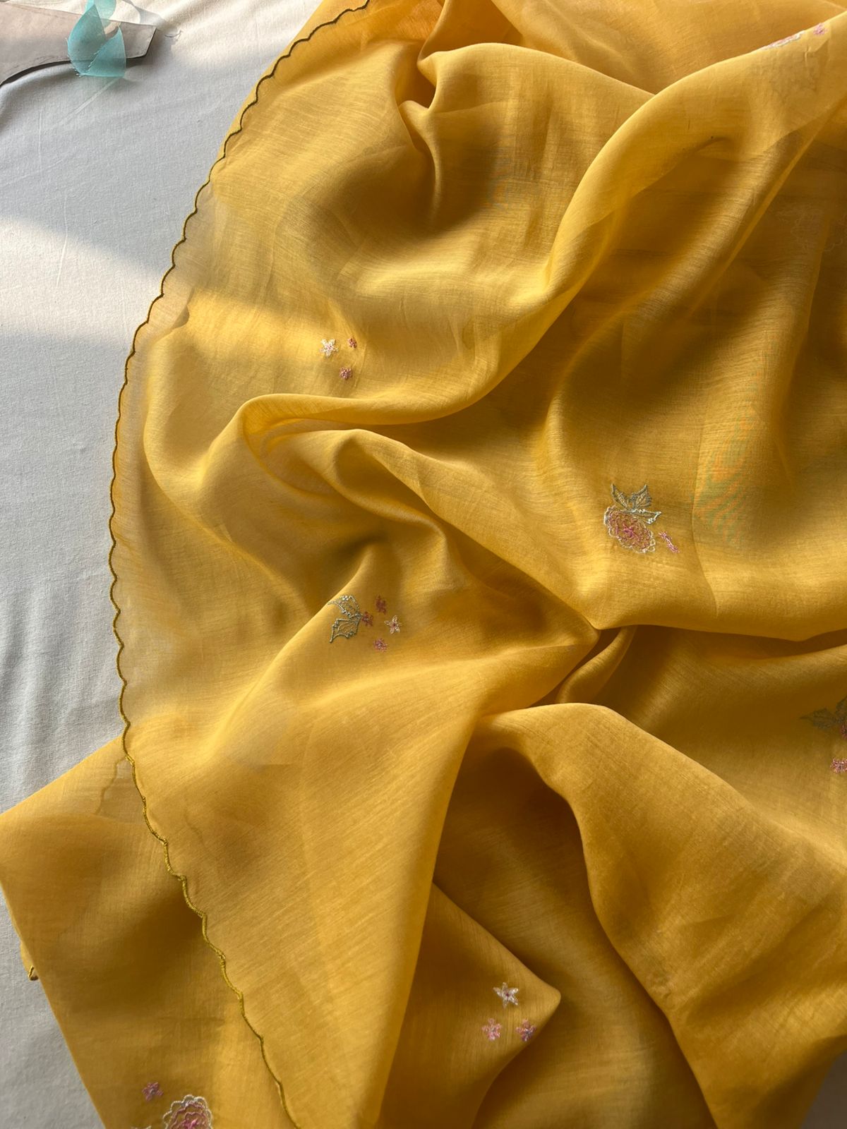 Mustard juhi yoke kurta set with dupatta